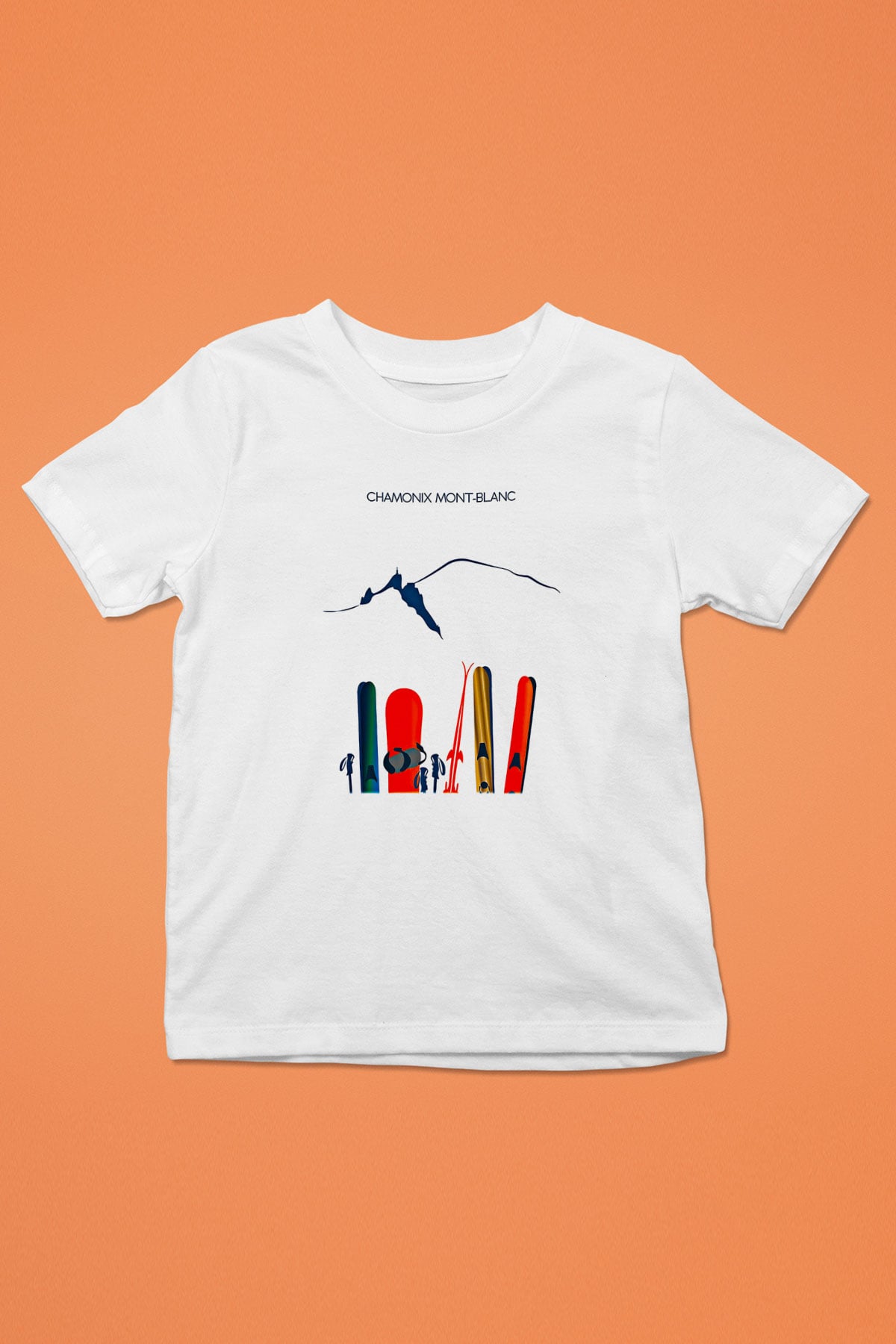 Kayak Baskılı Unisex Beyaz Çocuk Tişört - Tshirt