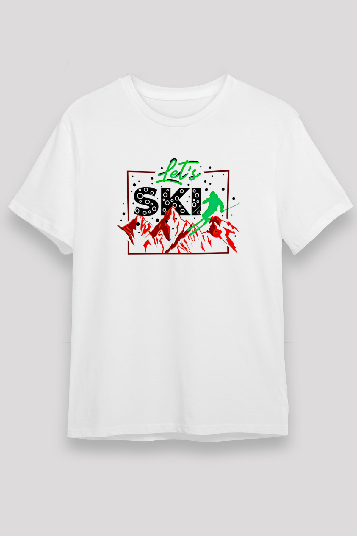Kayak Baskılı Unisex Beyaz Tişört - Tshirt