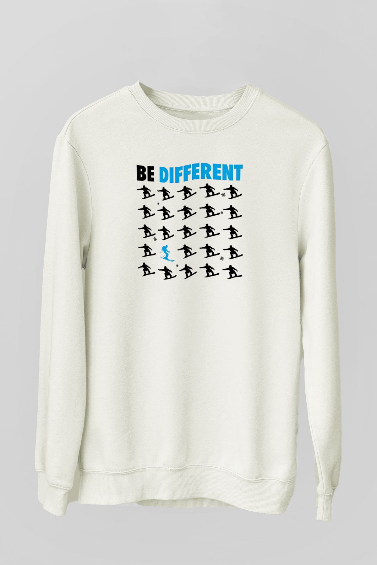 Kayak Baskılı Unisex Ekru Sweatshirt