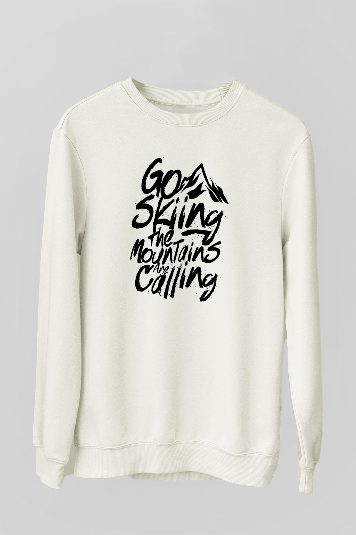 Kayak Baskılı Unisex Ekru Sweatshirt