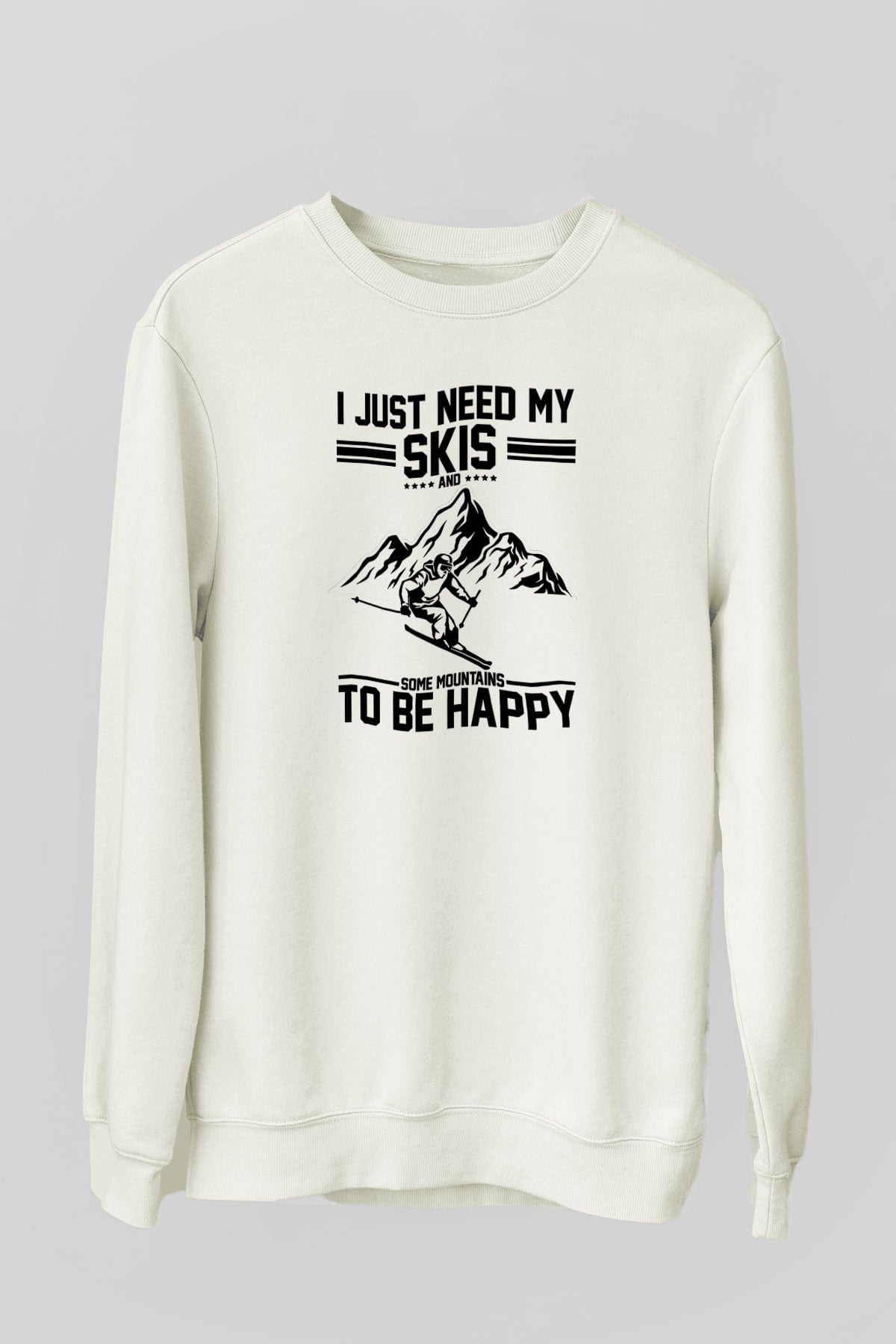 Kayak Baskılı Unisex Ekru Sweatshirt