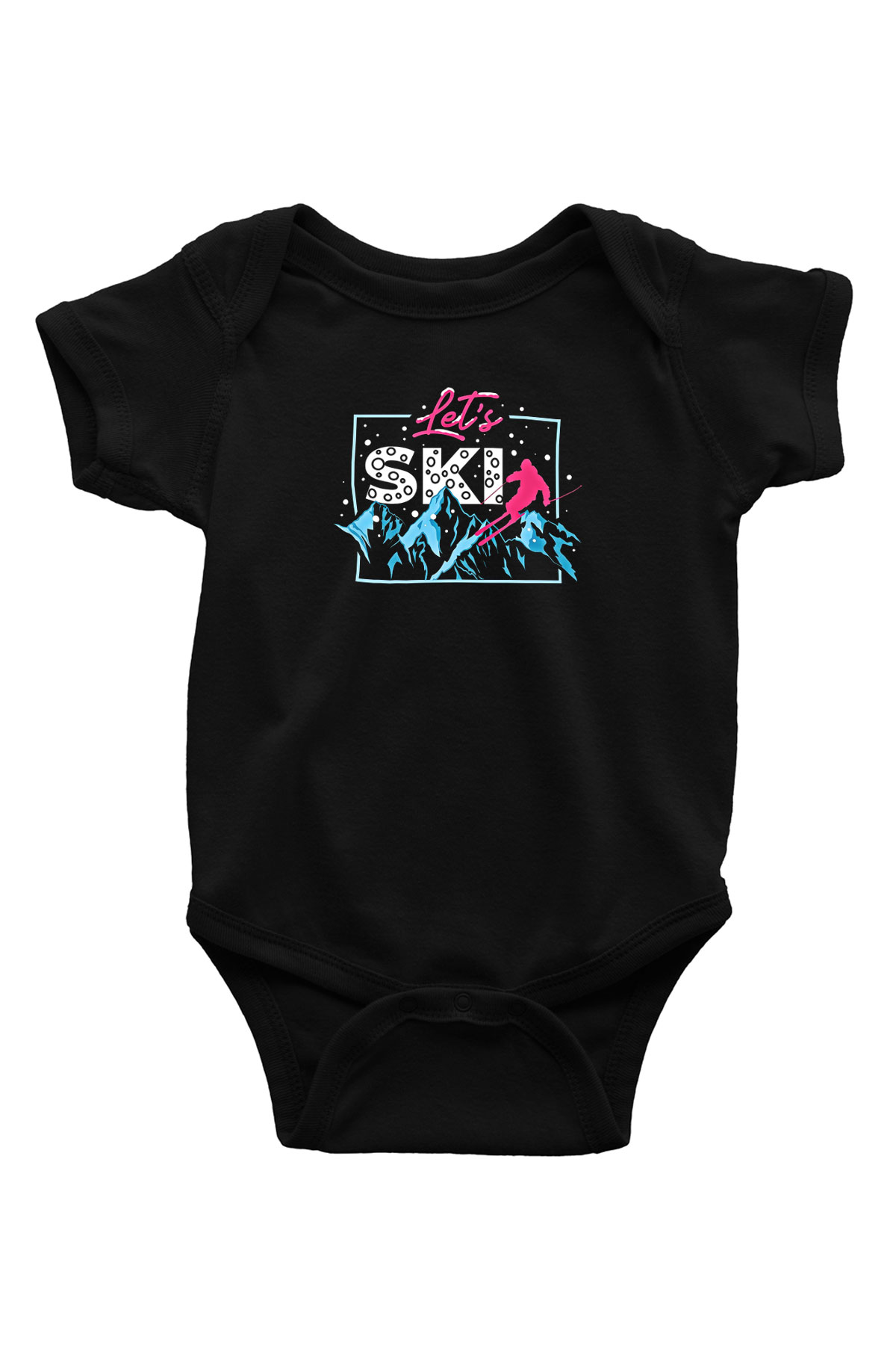 Kayak - Ski Baskılı Unisex Siyah Bebek Body - Zıbın