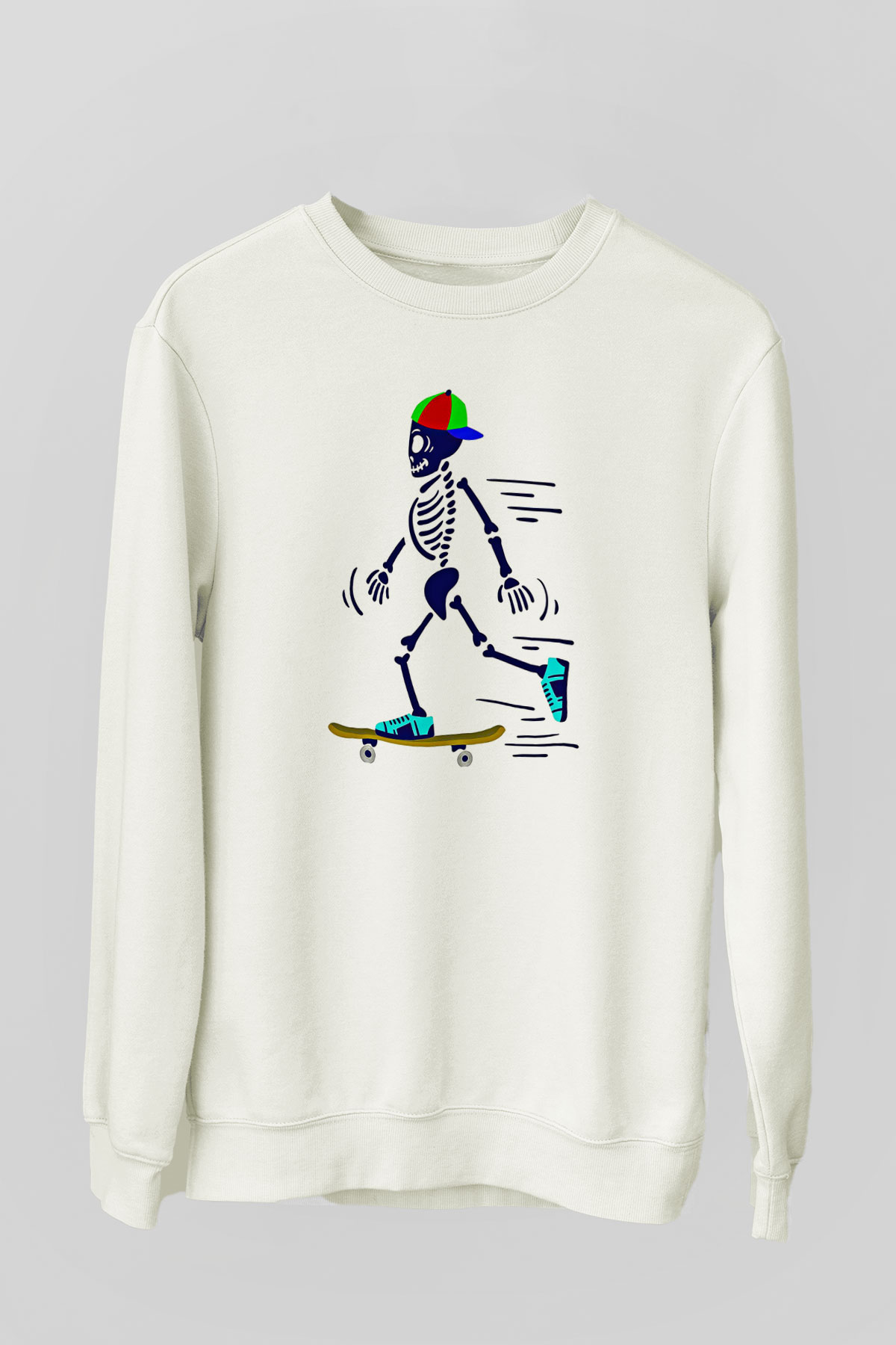 Kaykay Baskılı Unisex Ekru Sweatshirt