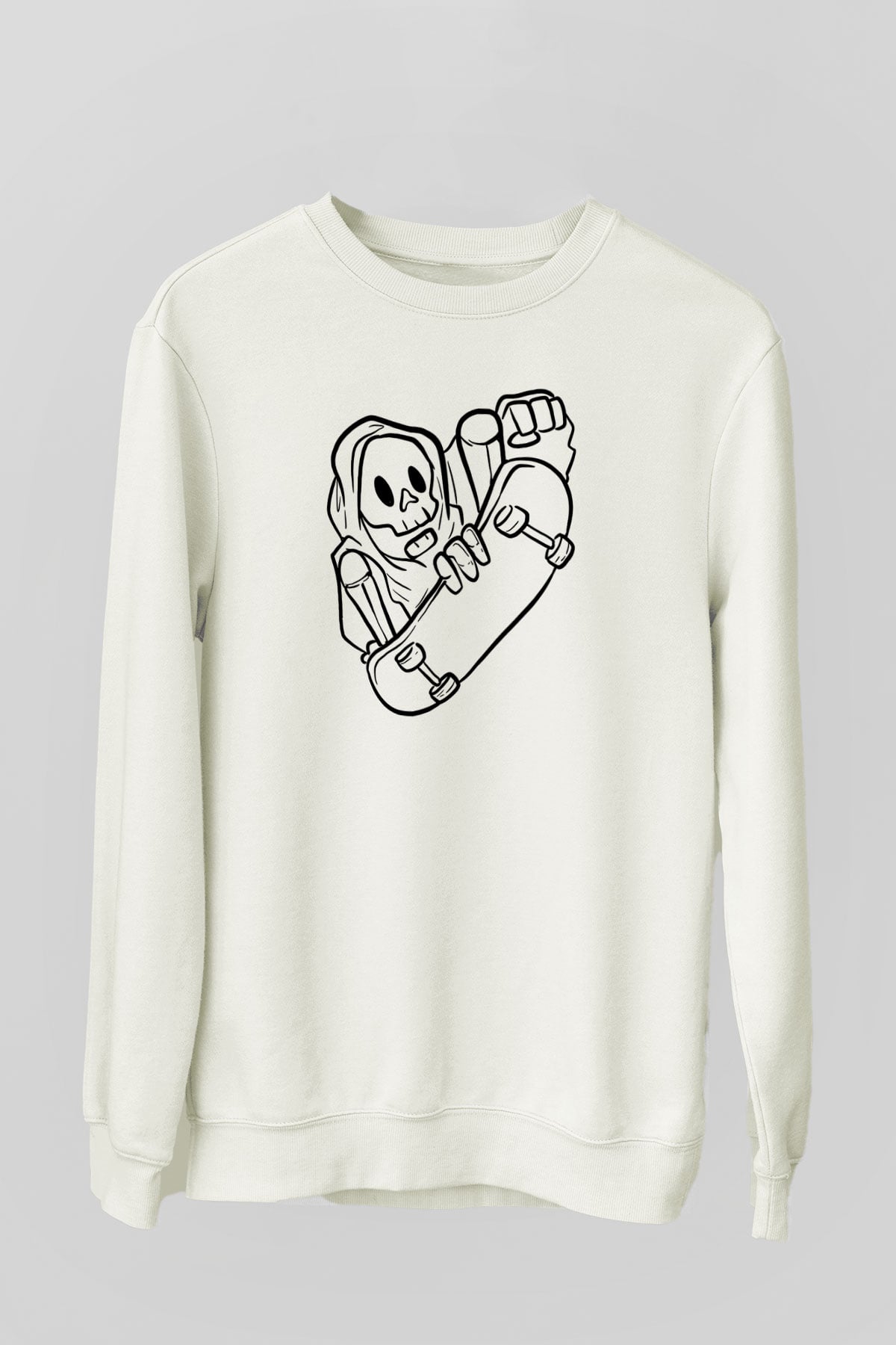 Kaykay Baskılı Unisex Ekru Sweatshirt