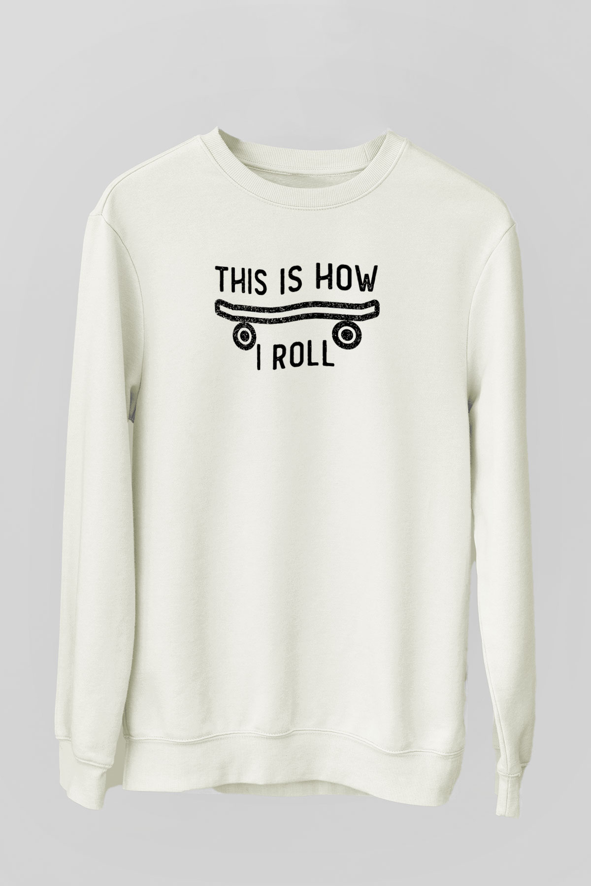 Kaykay Baskılı Unisex Ekru Sweatshirt