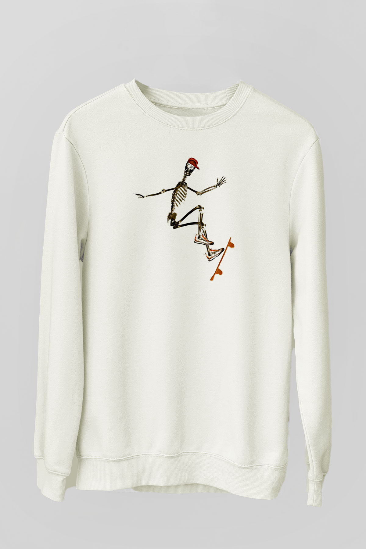Kaykay Baskılı Unisex Ekru Sweatshirt