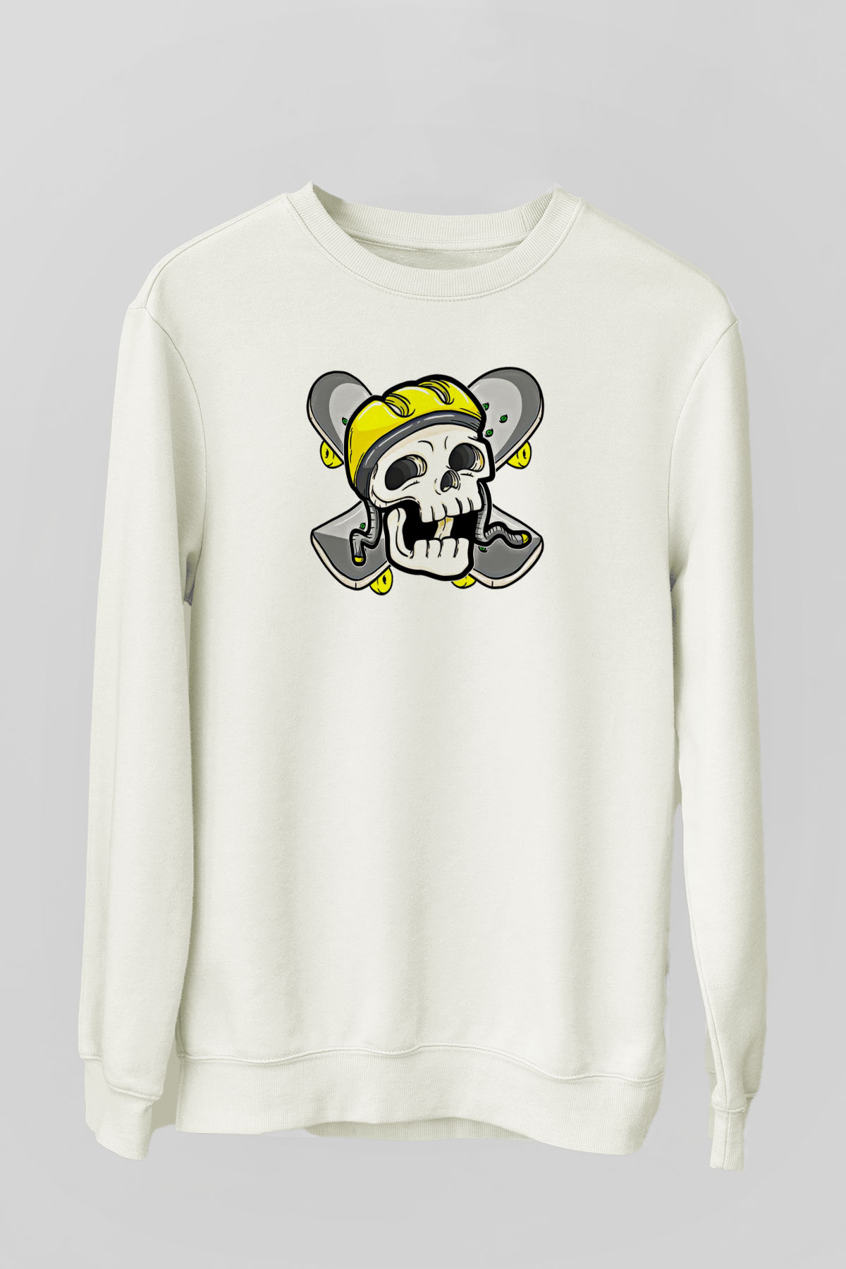 Kaykay Baskılı Unisex Ekru Sweatshirt