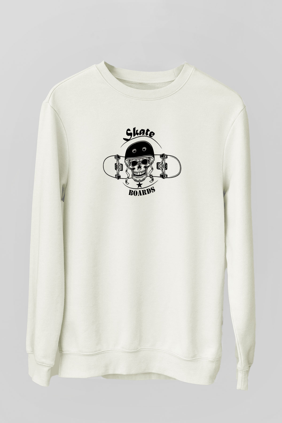 Kaykay Baskılı Unisex Ekru Sweatshirt