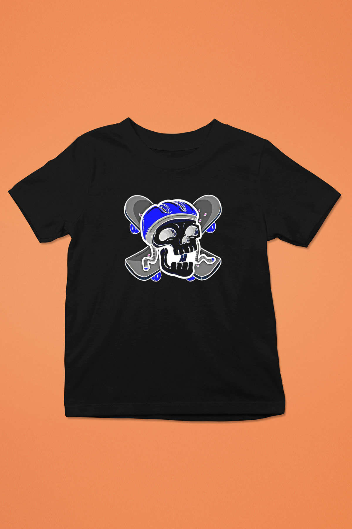 Kaykay - Skateboard Baskılı Unisex Siyah Çocuk Tİşörtü - Tshirt