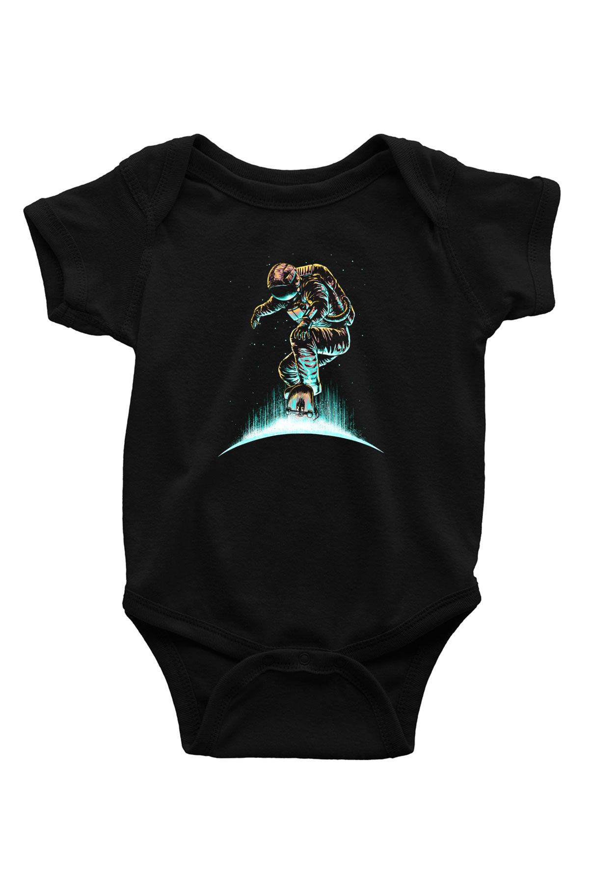 Kaykay - Skateboard Baskılı Unisex Siyah Bebek Body - Zıbın