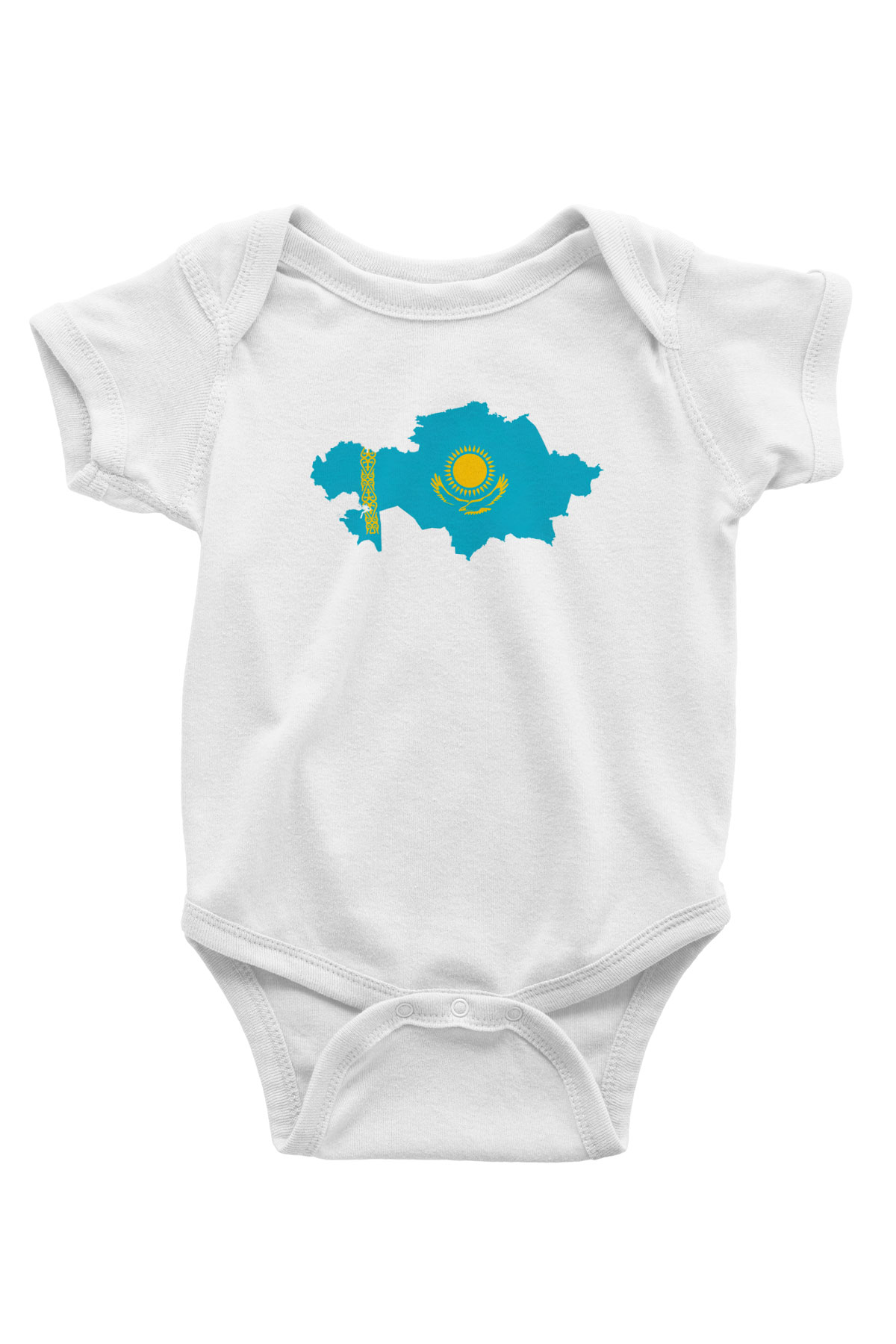 Kazakistan Baskılı Beyaz Unisex Bebek Body - Zıbın
