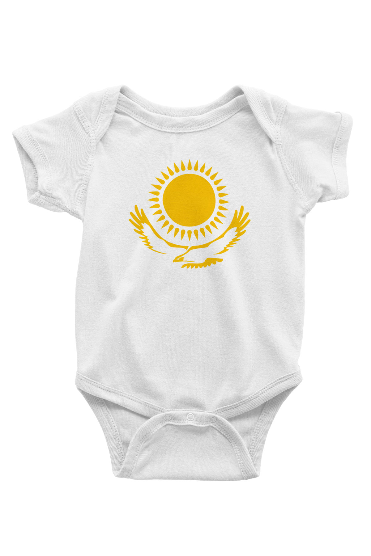 Kazakistan Baskılı Beyaz Unisex Bebek Body - Zıbın