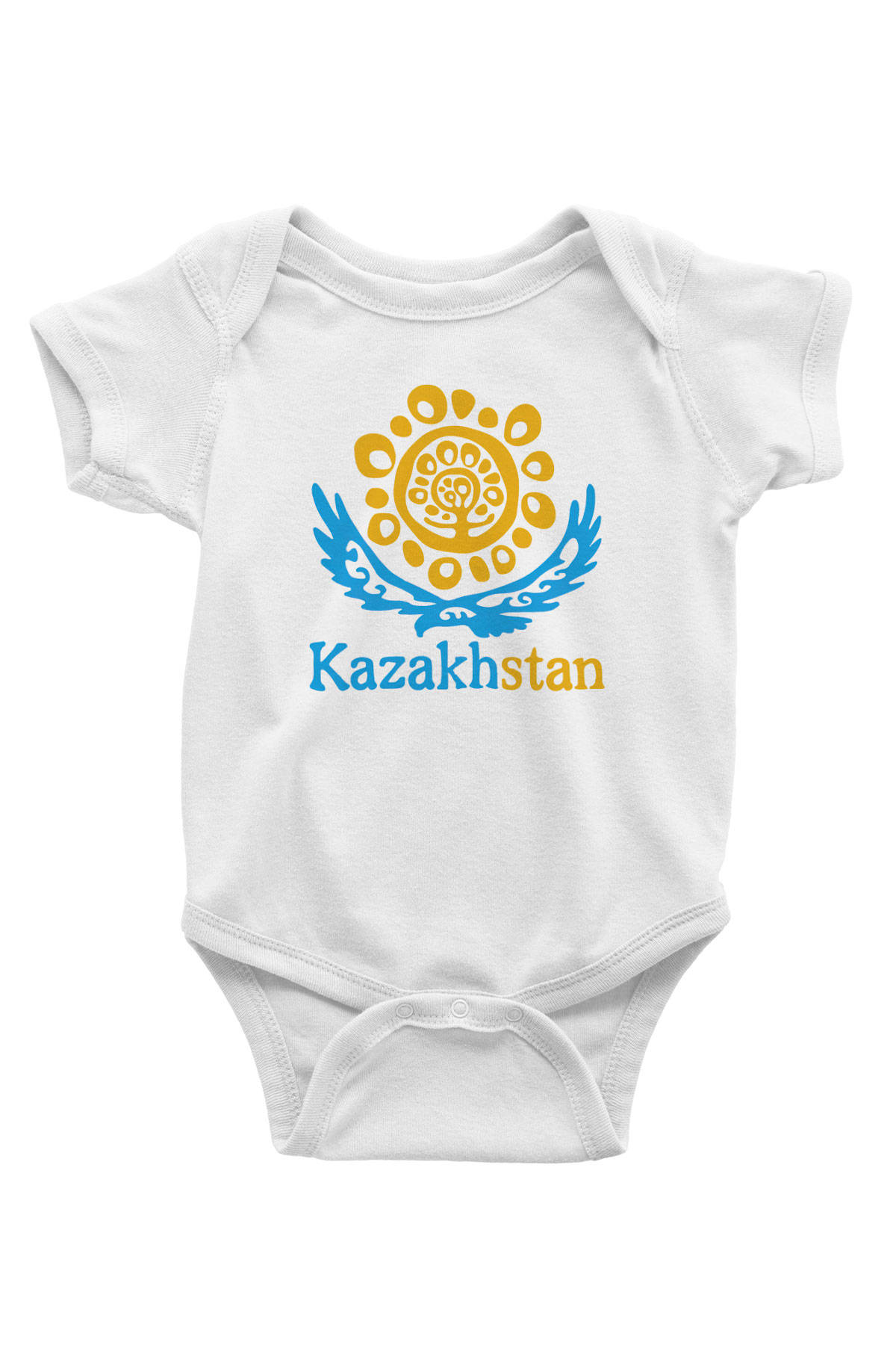 Kazakistan Baskılı Beyaz Unisex Bebek Body - Zıbın