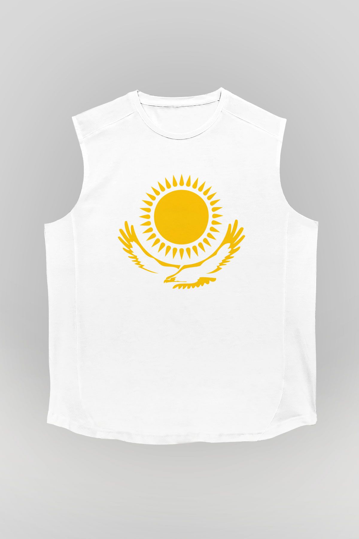 Kazakistan Beyaz Unisex Kolsuz Tişört
