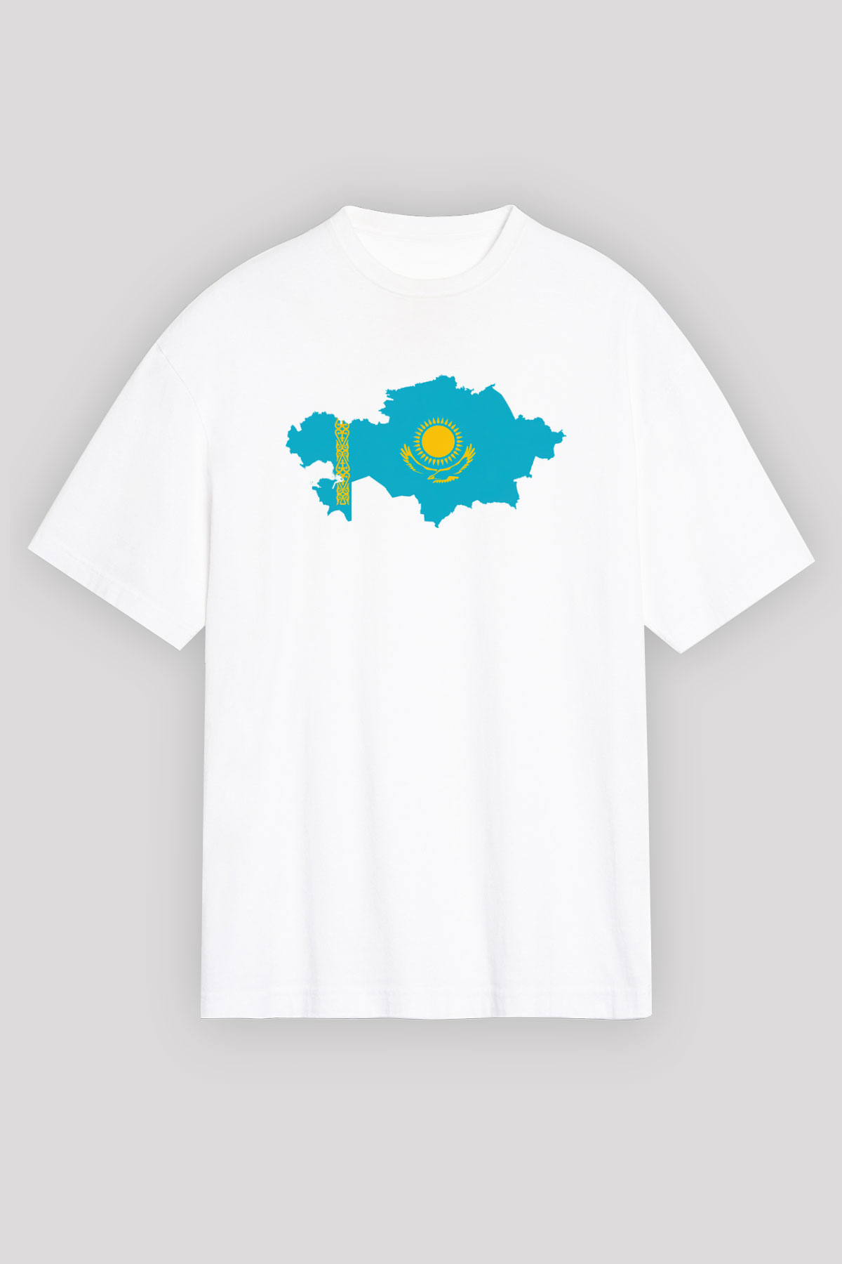 Kazakistan Beyaz Unisex Oversize Tişört T-Shirt