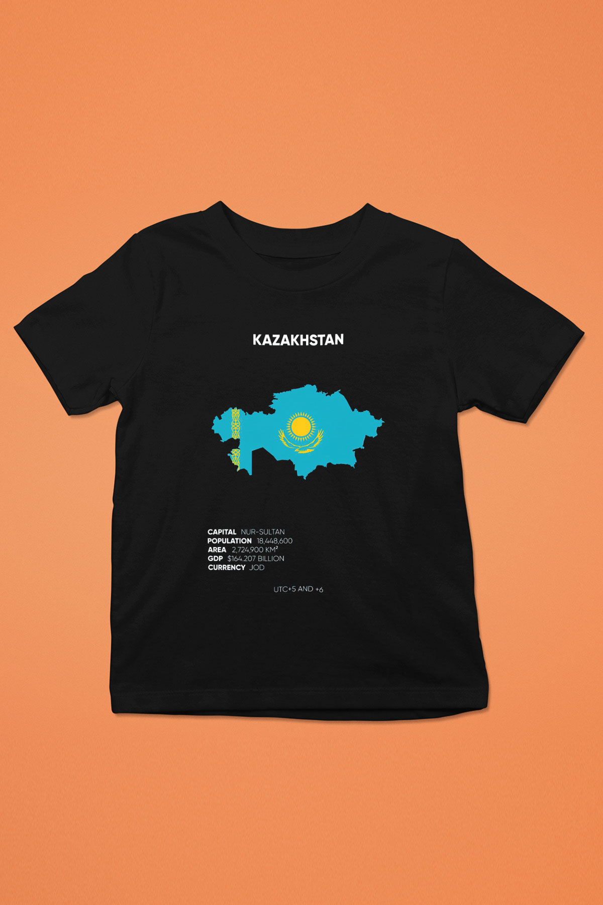 Kazakistan Siyah Unisex Çocuk Tişört