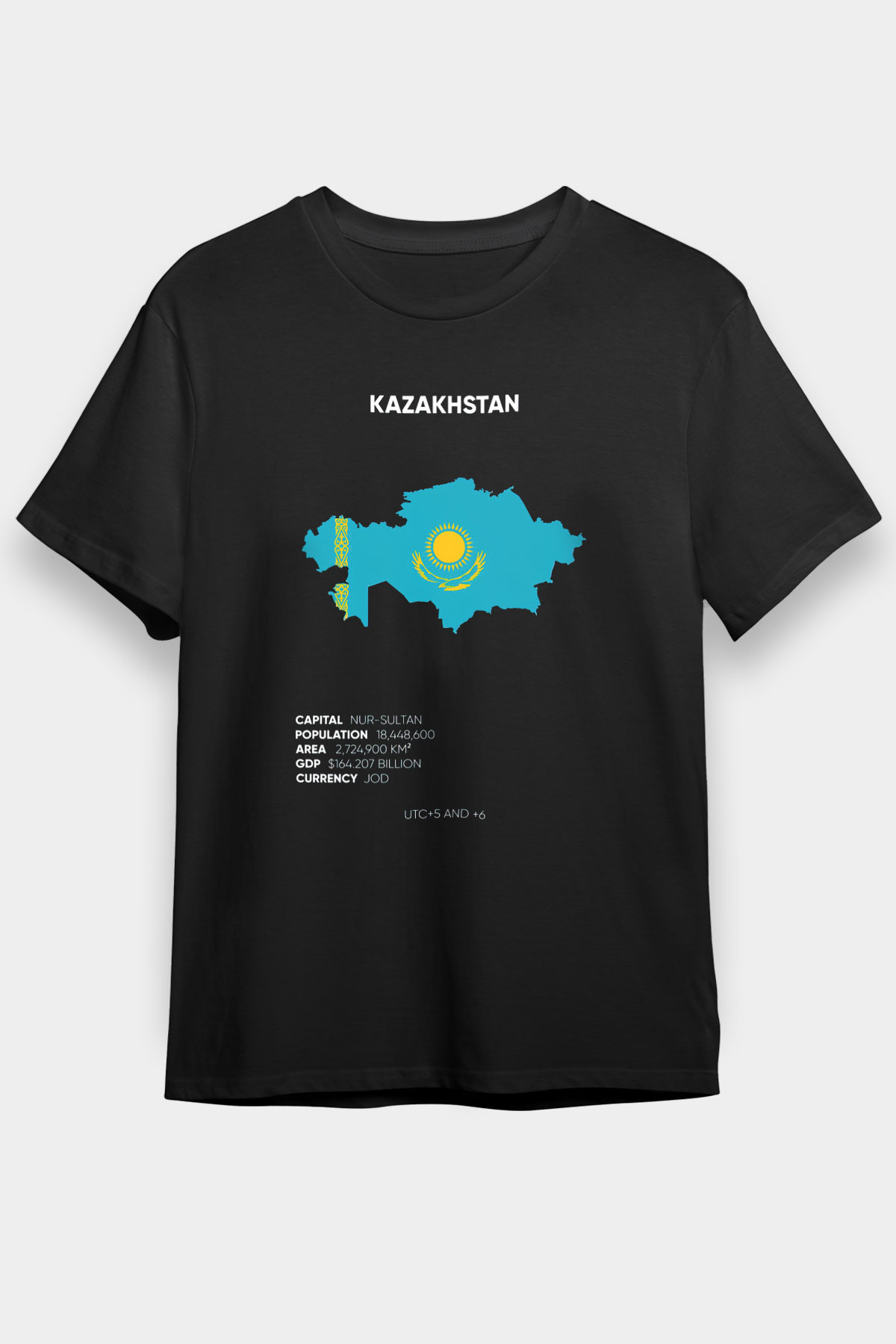 Kazakistan Siyah Unisex Tişört T-Shirt - TişörtFabrikası