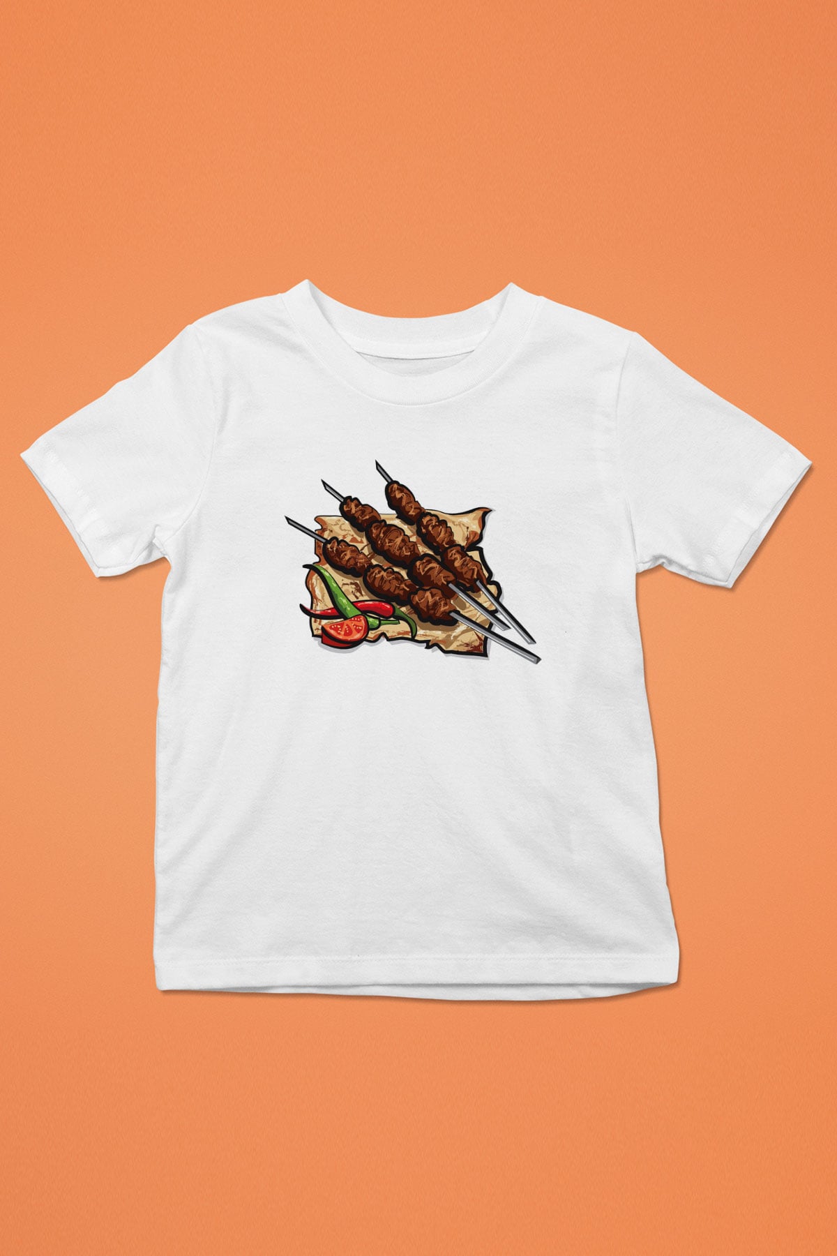 Kebapçı Baskılı Beyaz Unisex Çocuk Tişört