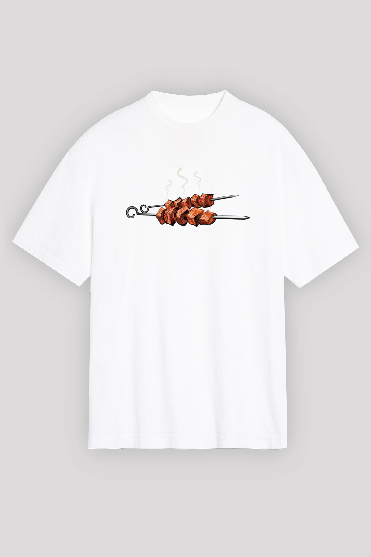 Kebapçı Beyaz Unisex Oversize Tişört T-Shirt