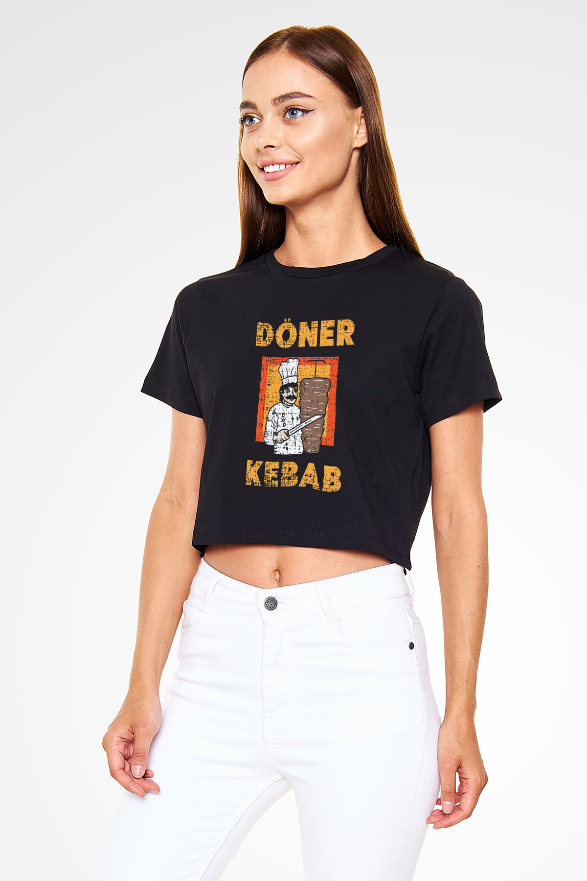 Kebapçı Siyah  Crop Top Tişört