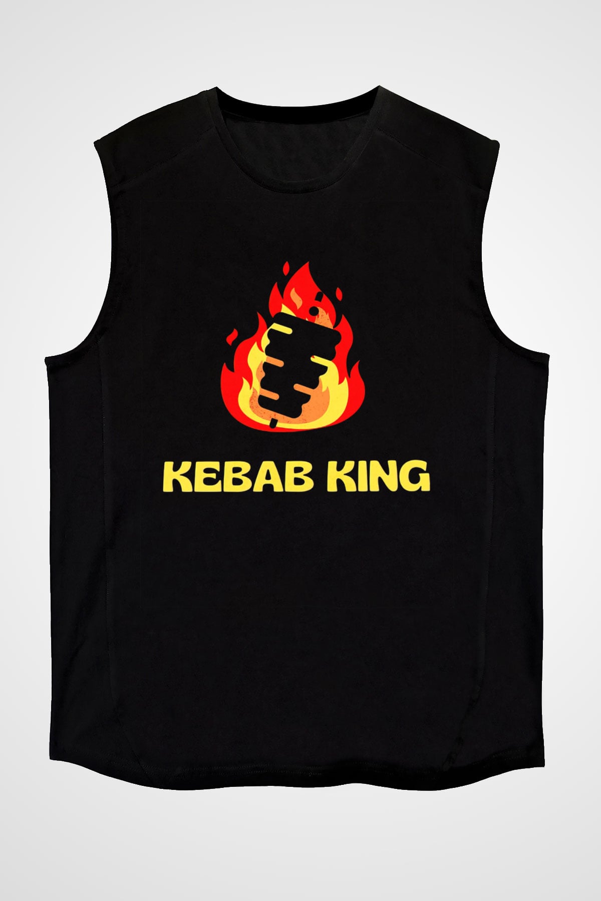 Kebapçı Siyah Unisex Kolsuz Tişört
