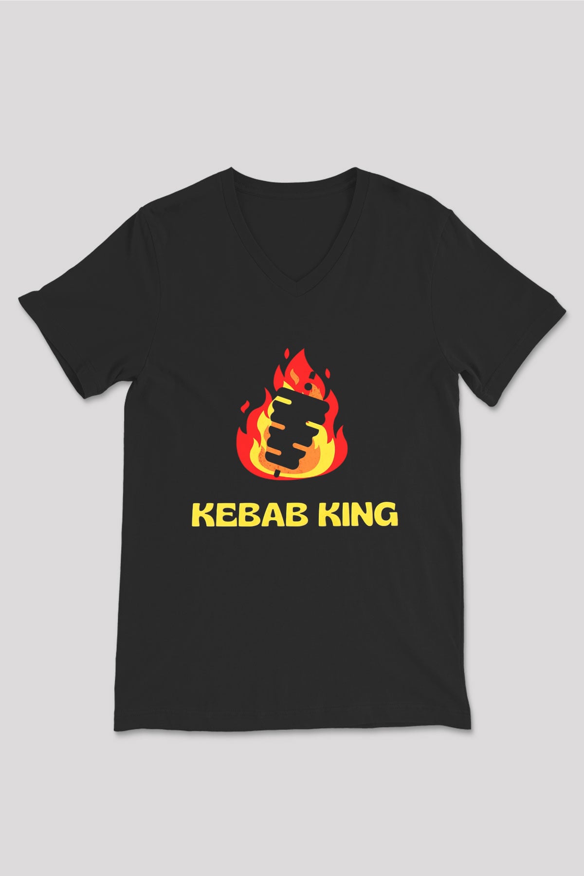 Kebapçı Siyah Unisex V Yaka Tişört