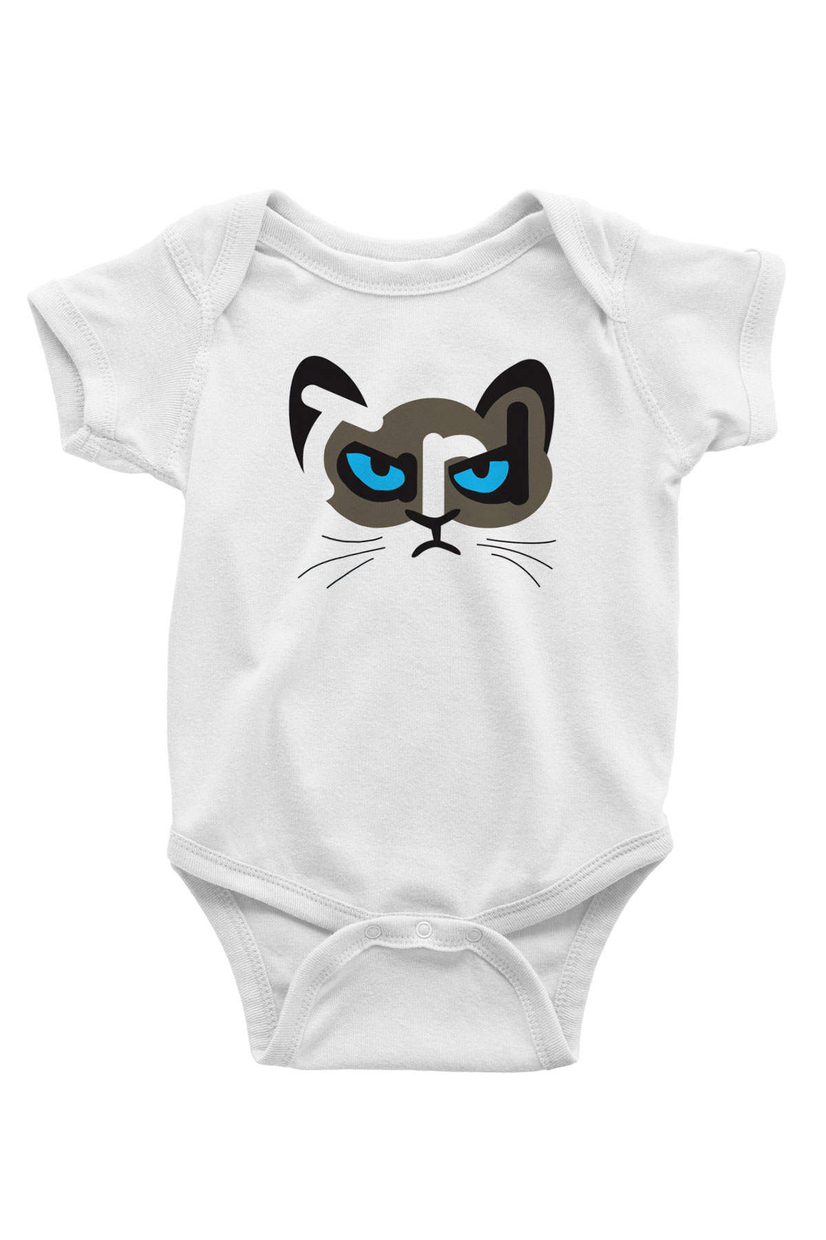 Kedi Baskılı Beyaz Unisex Bebek Body - Zıbın