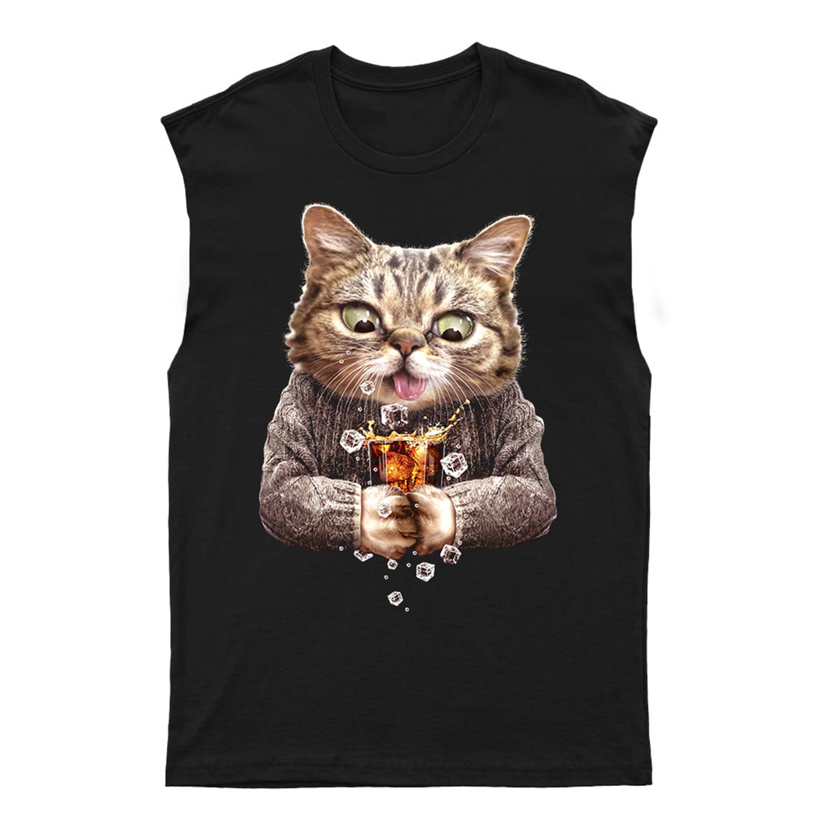 Kedi Baskılı Tasarım Unisex Tişört - Kedi T-Shirt