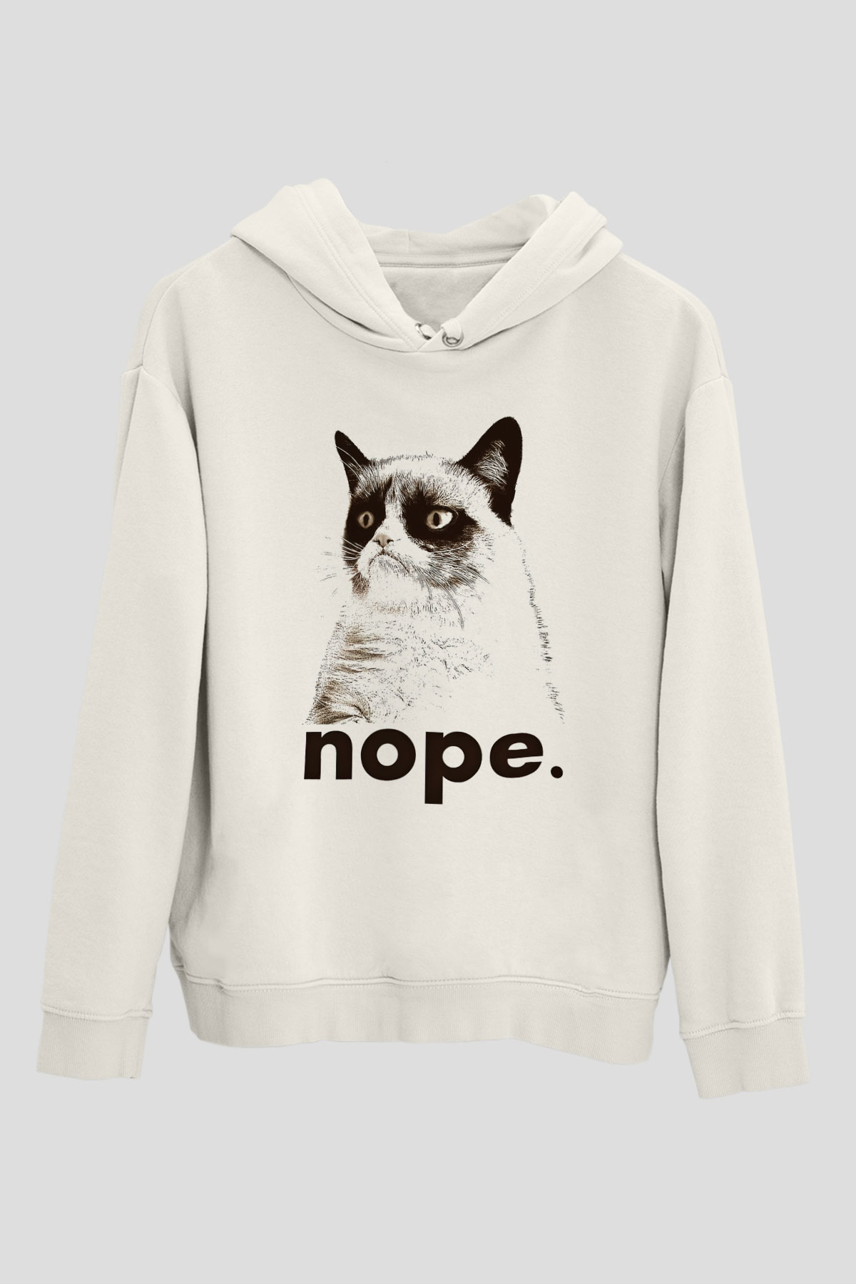 Kedi Beyaz Unisex Kapşonlu Sweatshirt