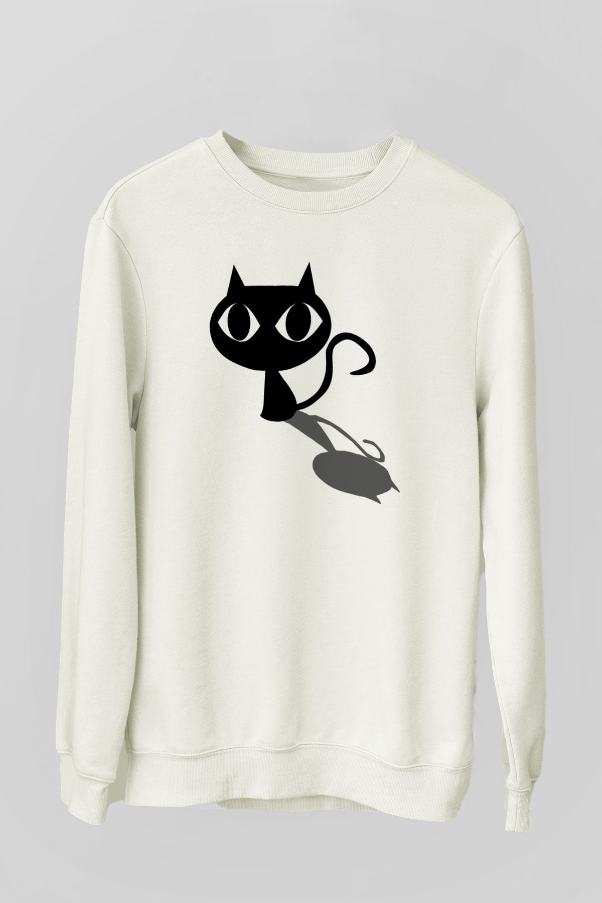 Kedi Beyaz Unisex Sweatshirt
