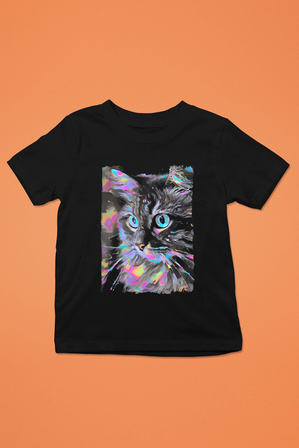 Kedi Siyah Unisex Çocuk Tişört
