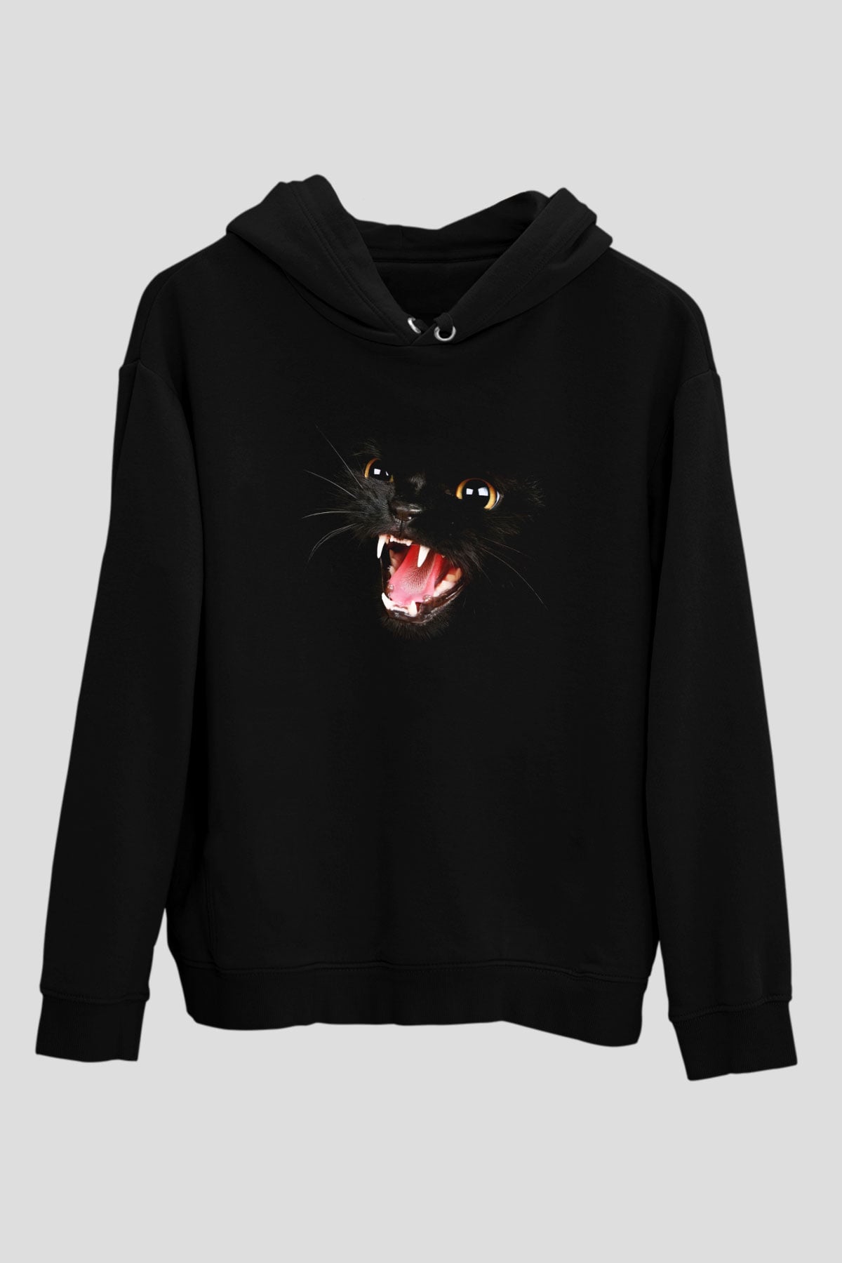 Kedi Siyah Unisex Hoodie