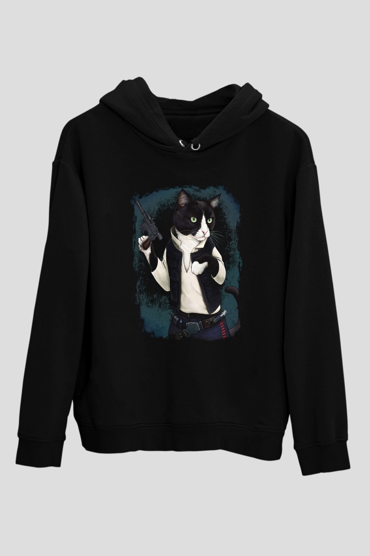 Kedi Siyah Unisex Hoodie