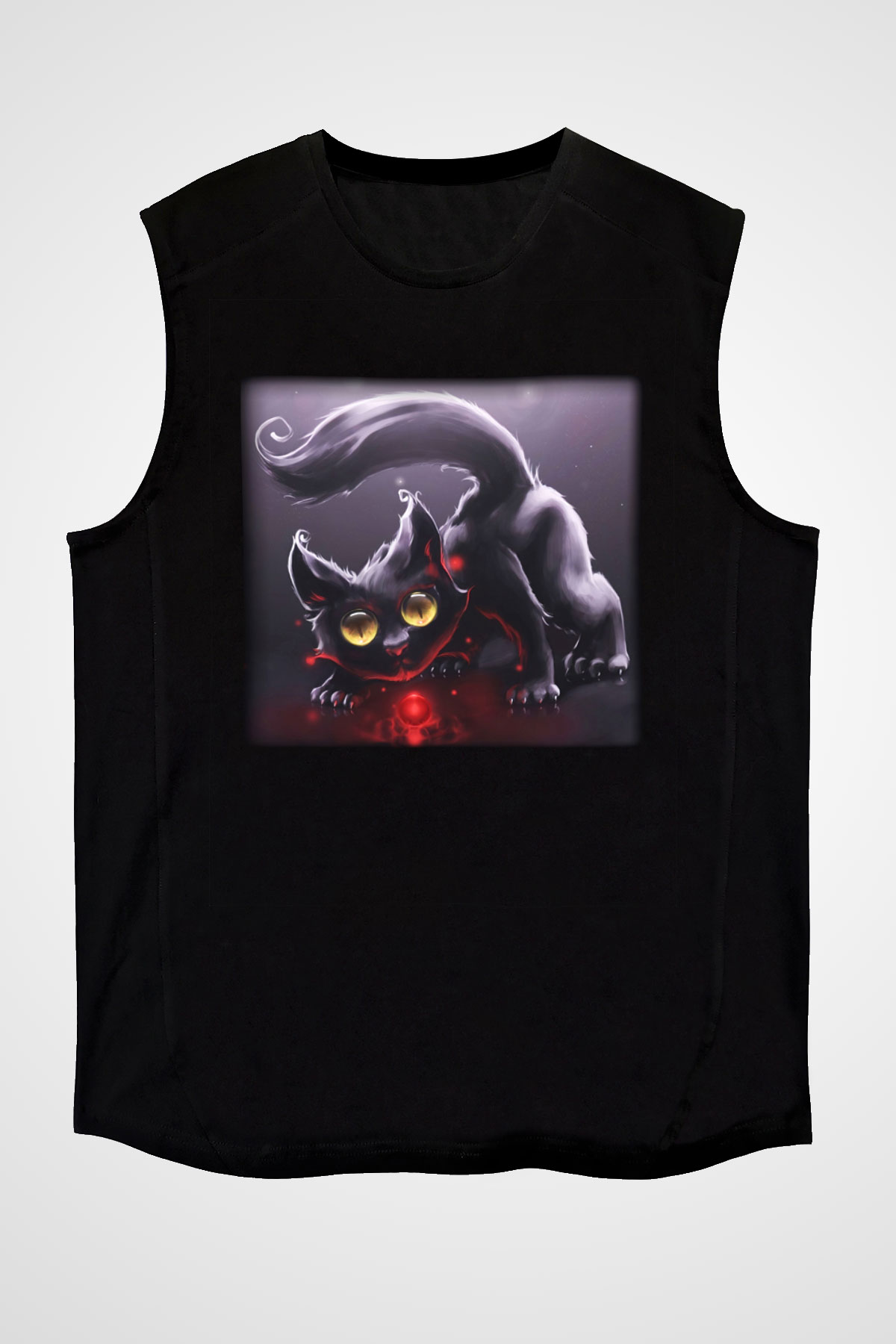 Kedi Siyah Unisex Kolsuz Tişört