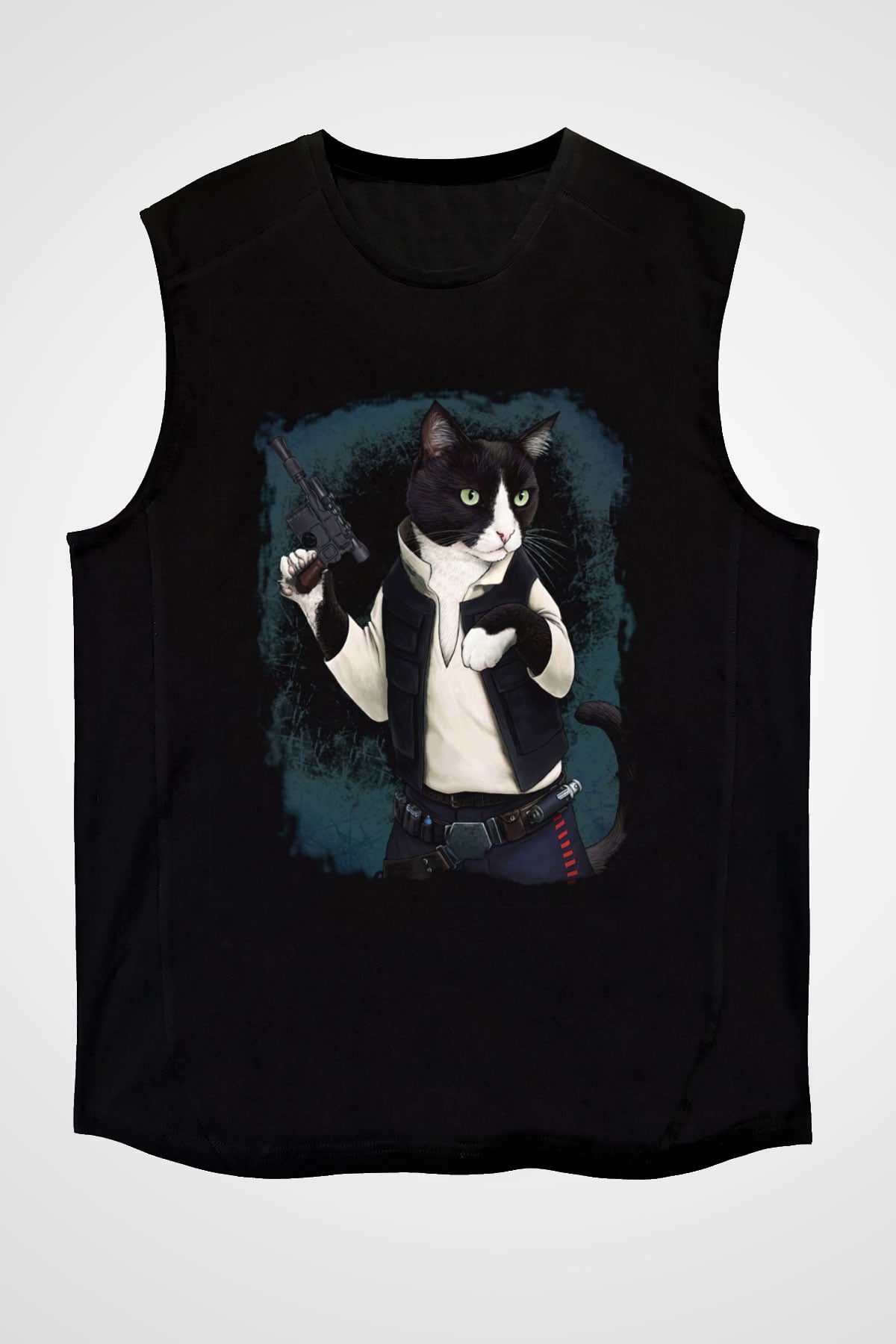 Kedi Siyah Unisex Kolsuz Tişört