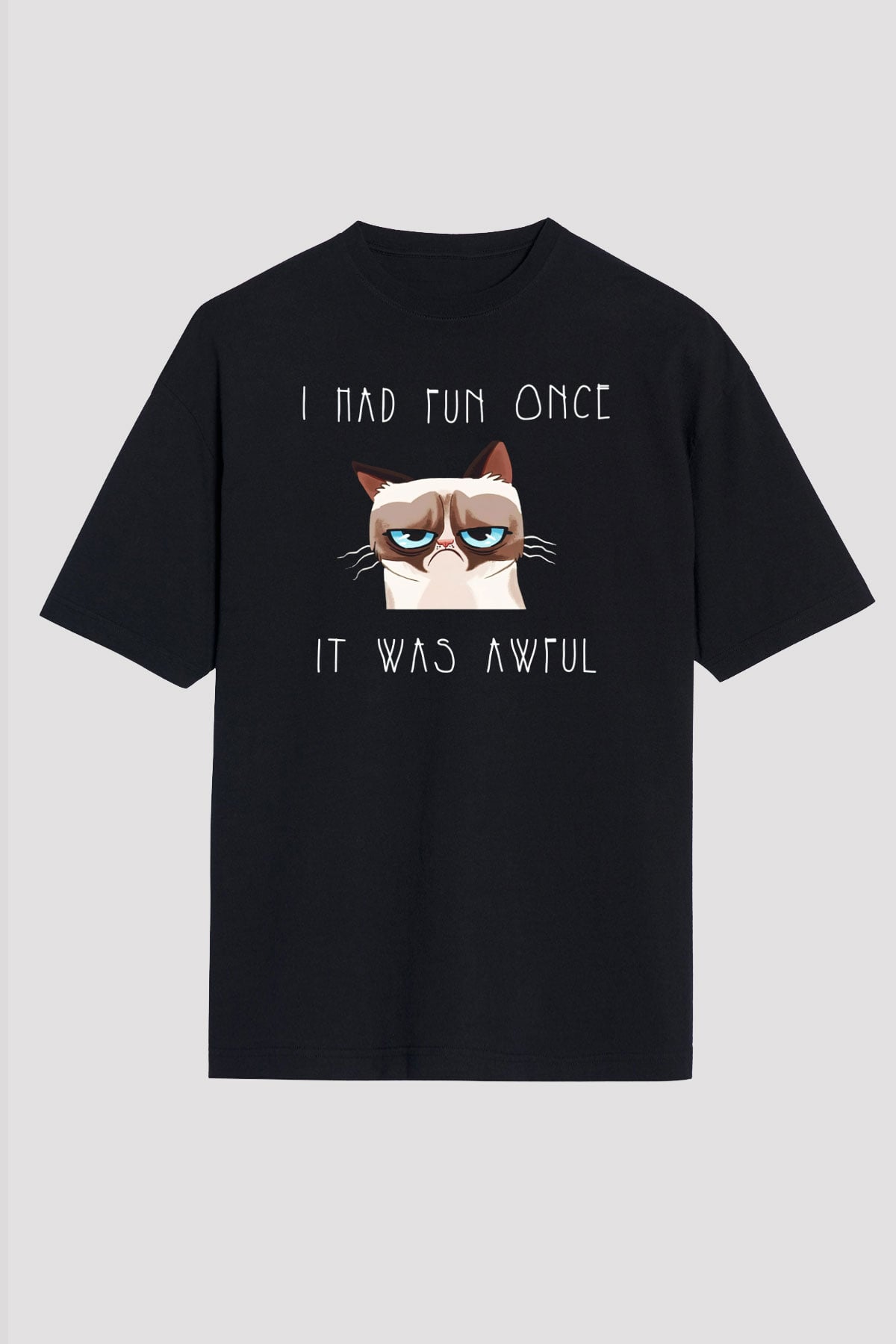 Kedi Siyah Unisex Oversize Tişört T-Shirt