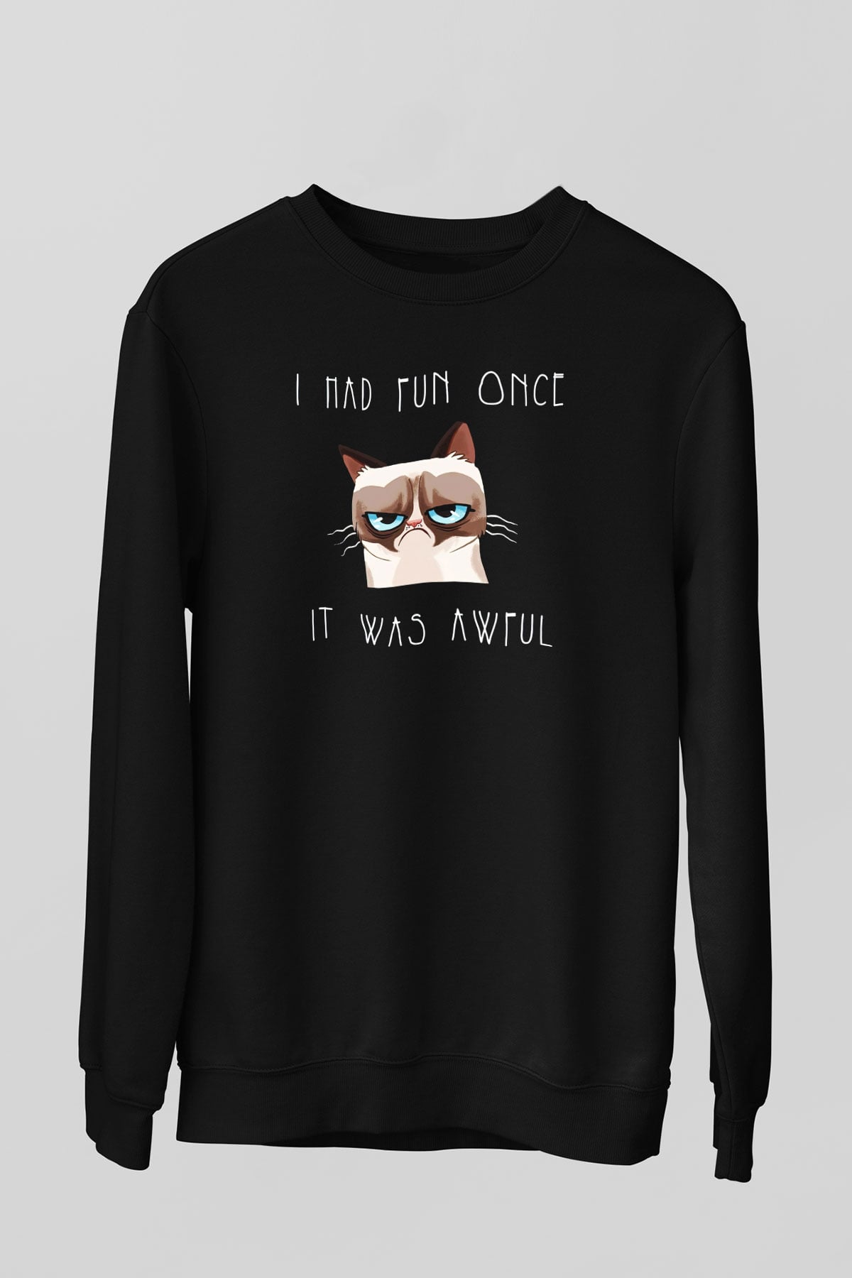 Kedi Siyah Unisex Sweatshirt
