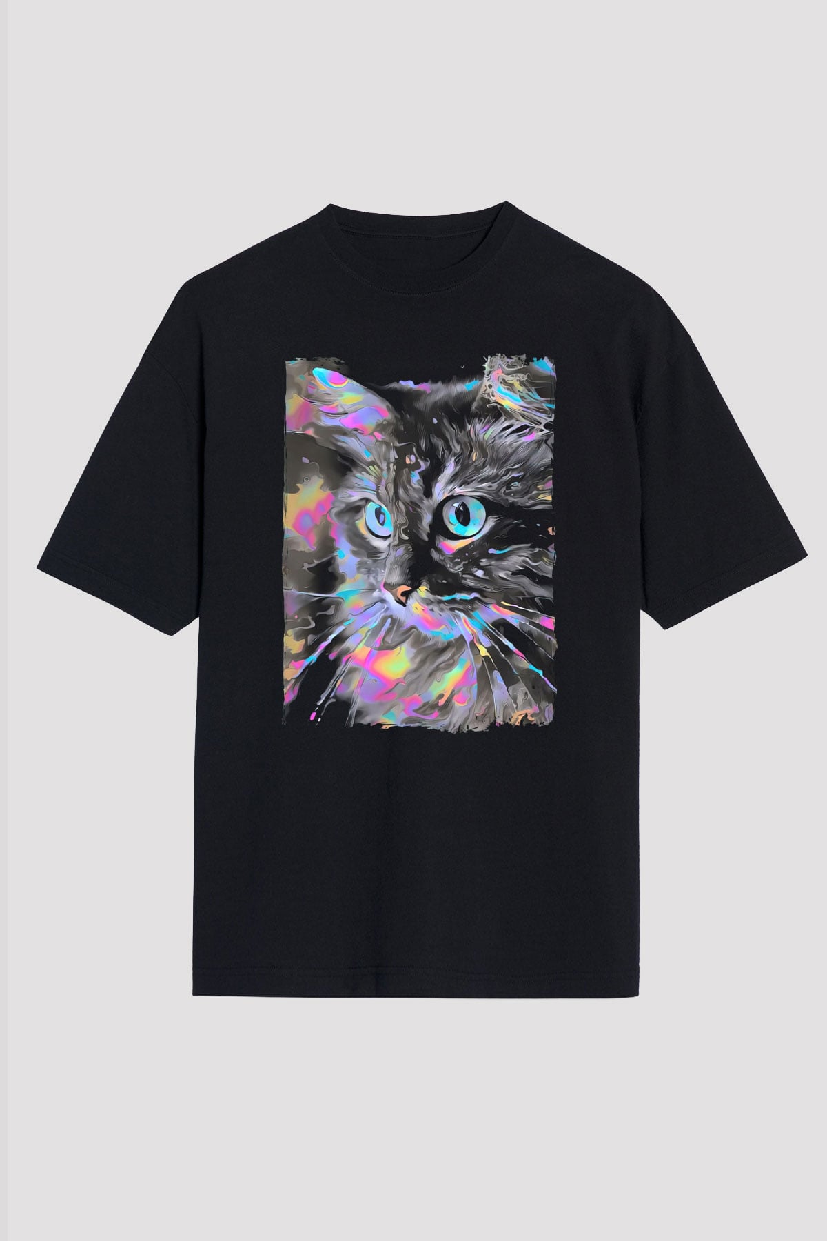 Kedi Siyah Unisex Tişört T-Shirt - TişörtFabrikası