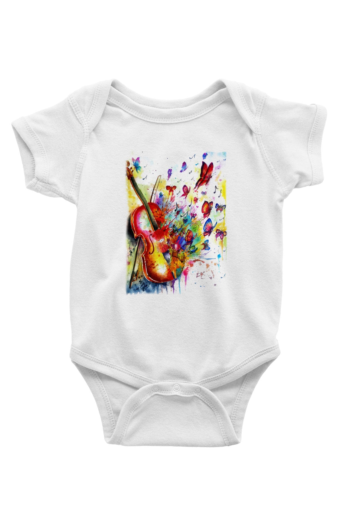 Kemancı Baskılı Beyaz Unisex Bebek Body - Zıbın