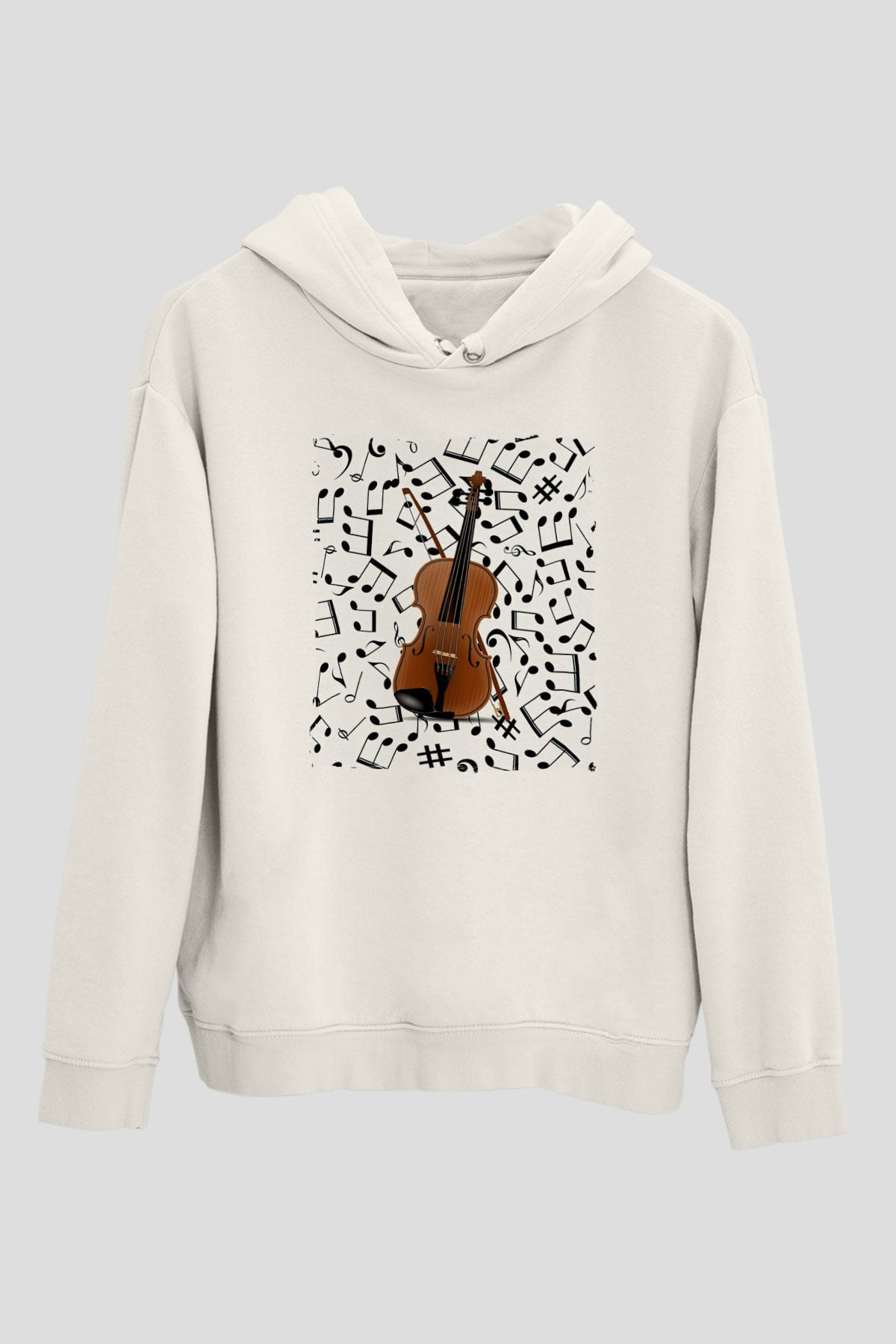 Kemancı Beyaz Unisex Kapüşonlu Sweatshirt
