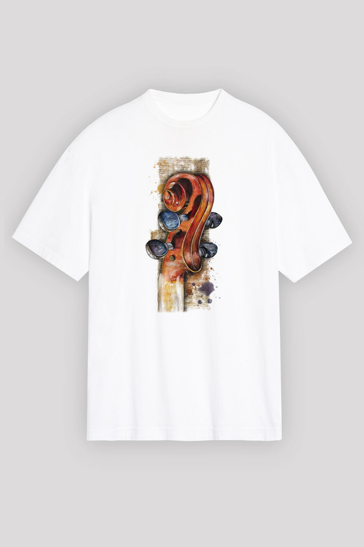 Kemancı Beyaz Unisex Oversize Tişört T-Shirt
