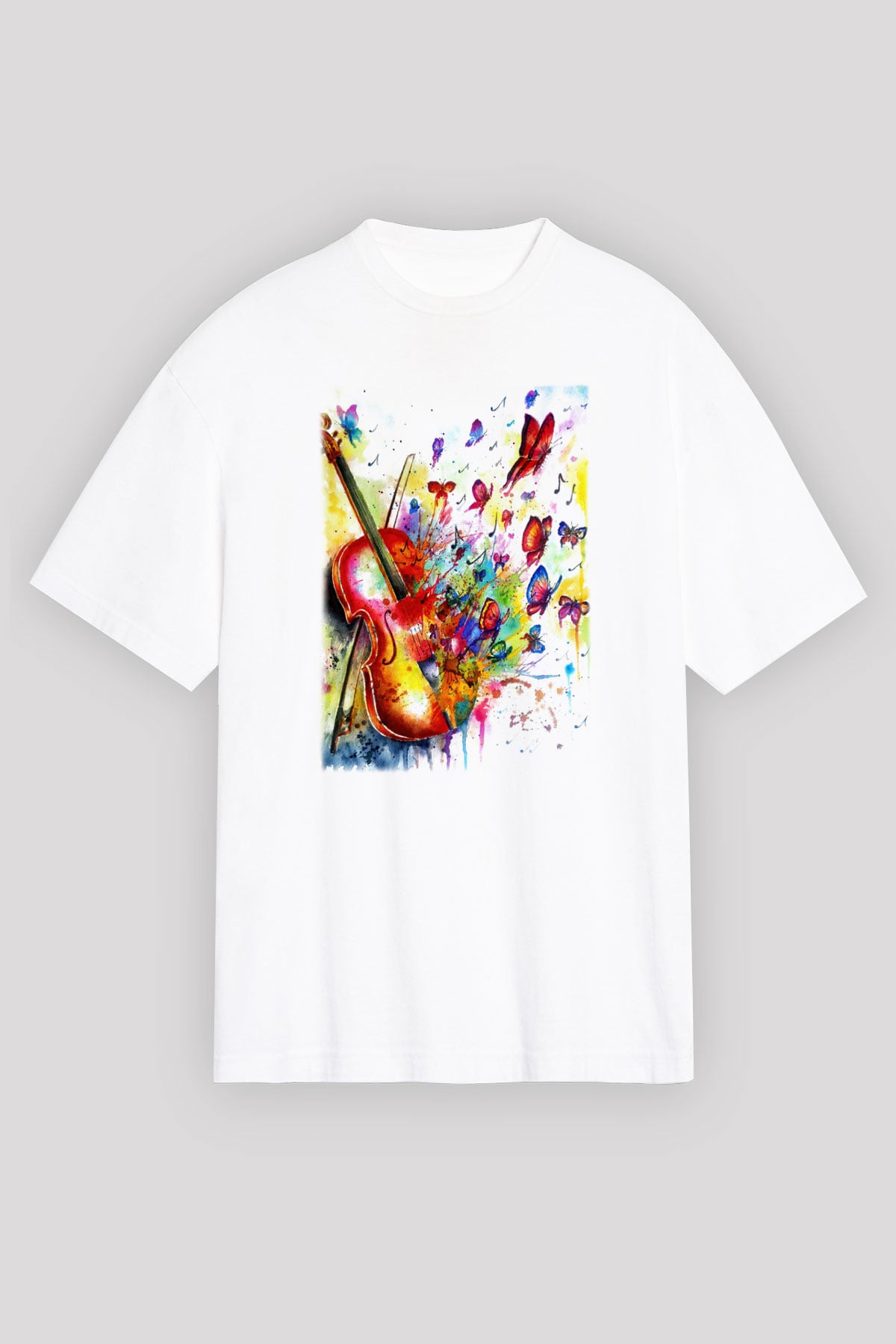 Kemancı Beyaz Unisex Oversize Tişört T-Shirt
