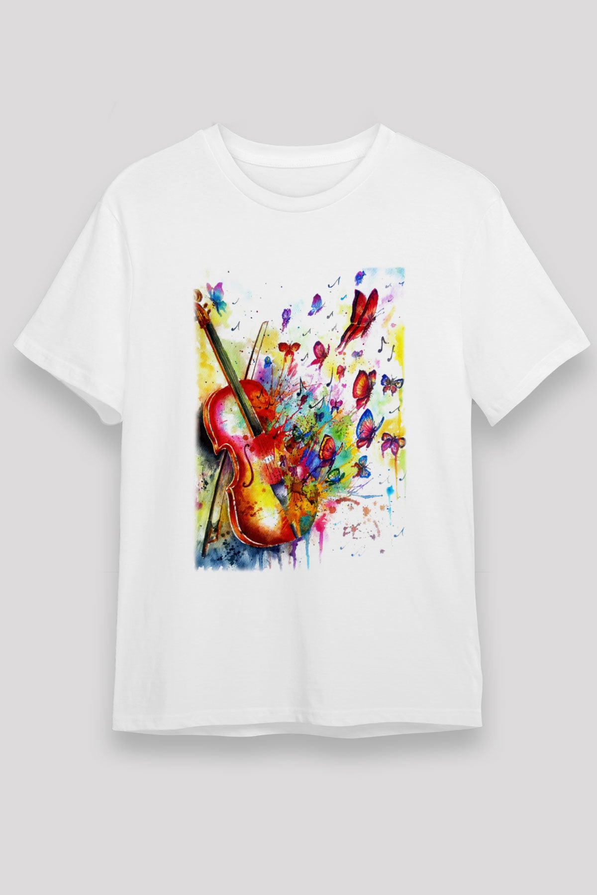 Kemancı Beyaz Unisex Tişört T-Shirt - TişörtFabrikası