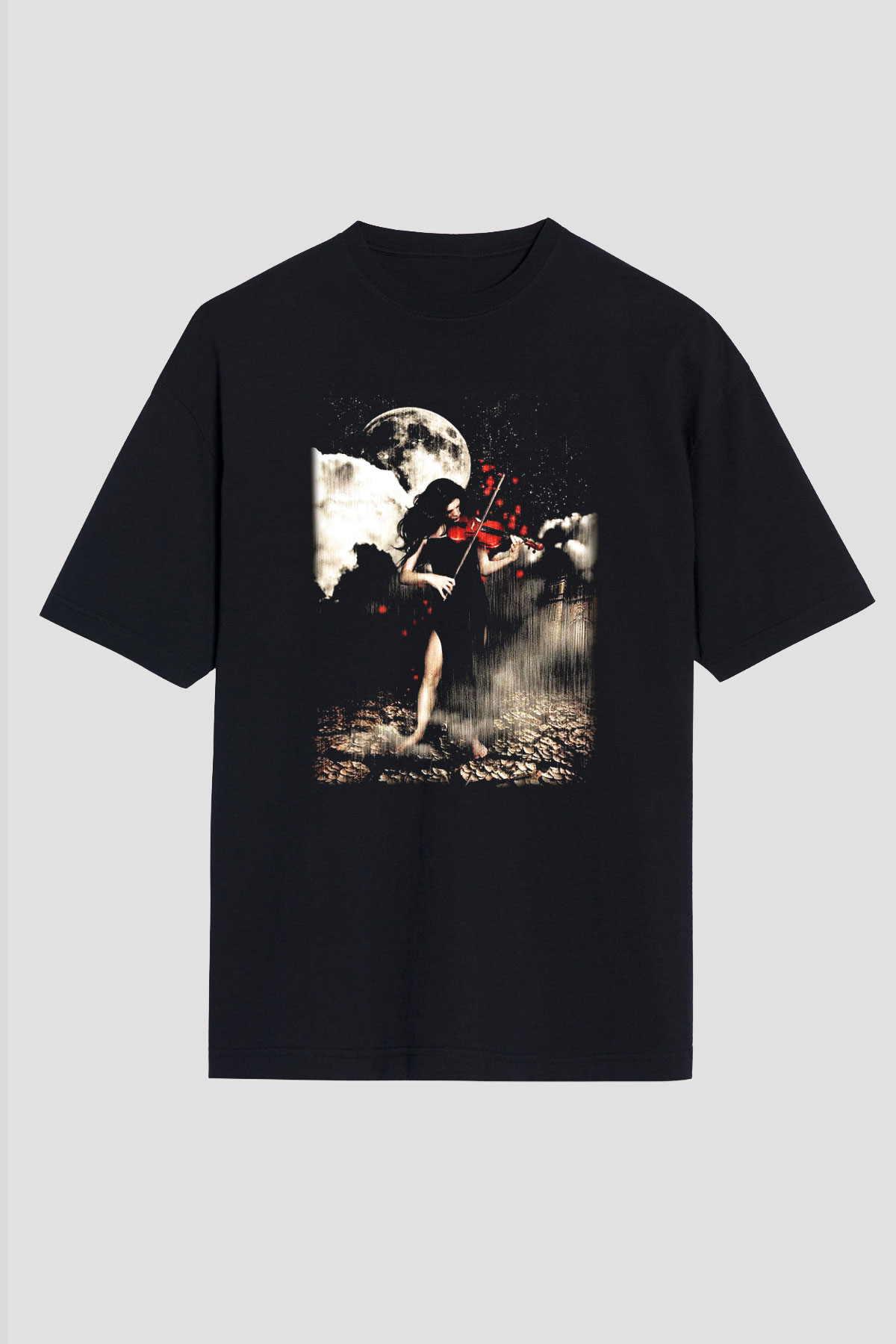 Kemancı Siyah Unisex Oversize Tişört T-Shirt