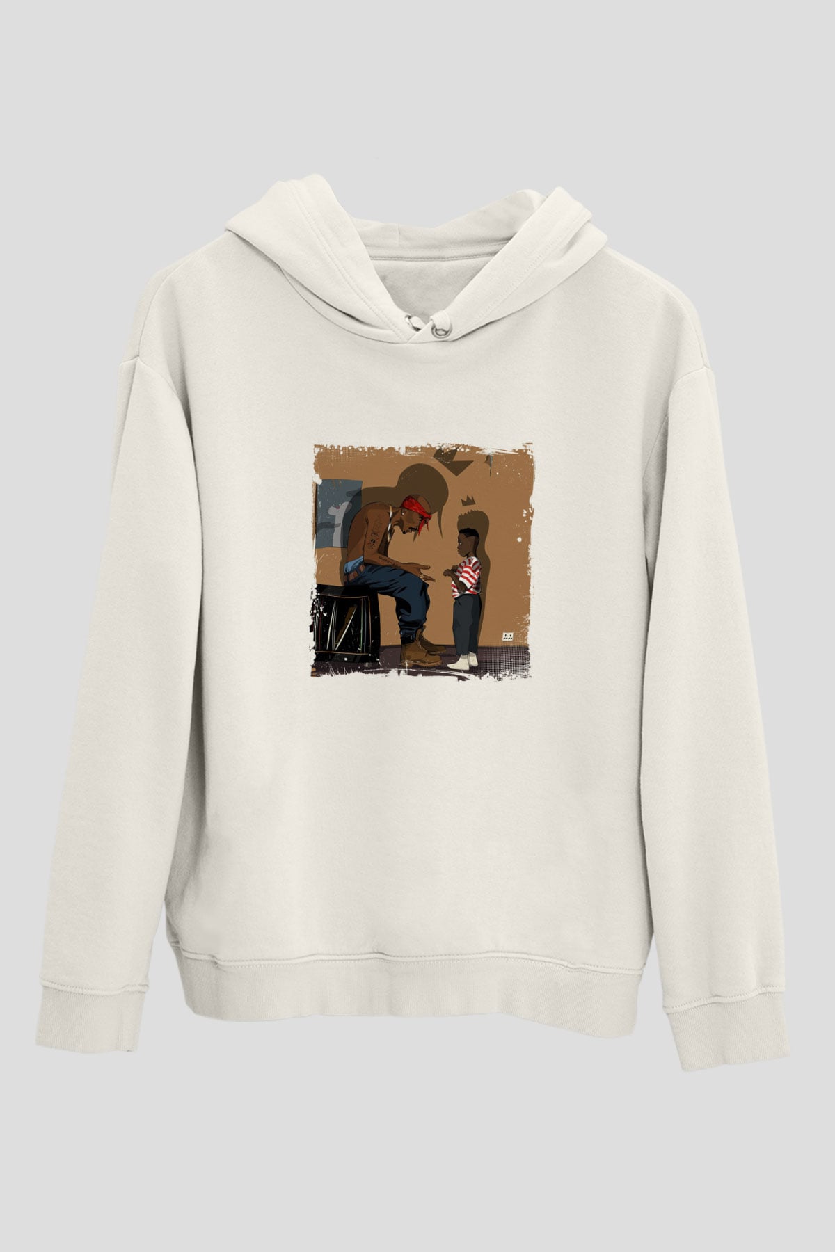 Kendrick Lamar Baskılı Unisex Beyaz Kapüşonlu Sweatshirt