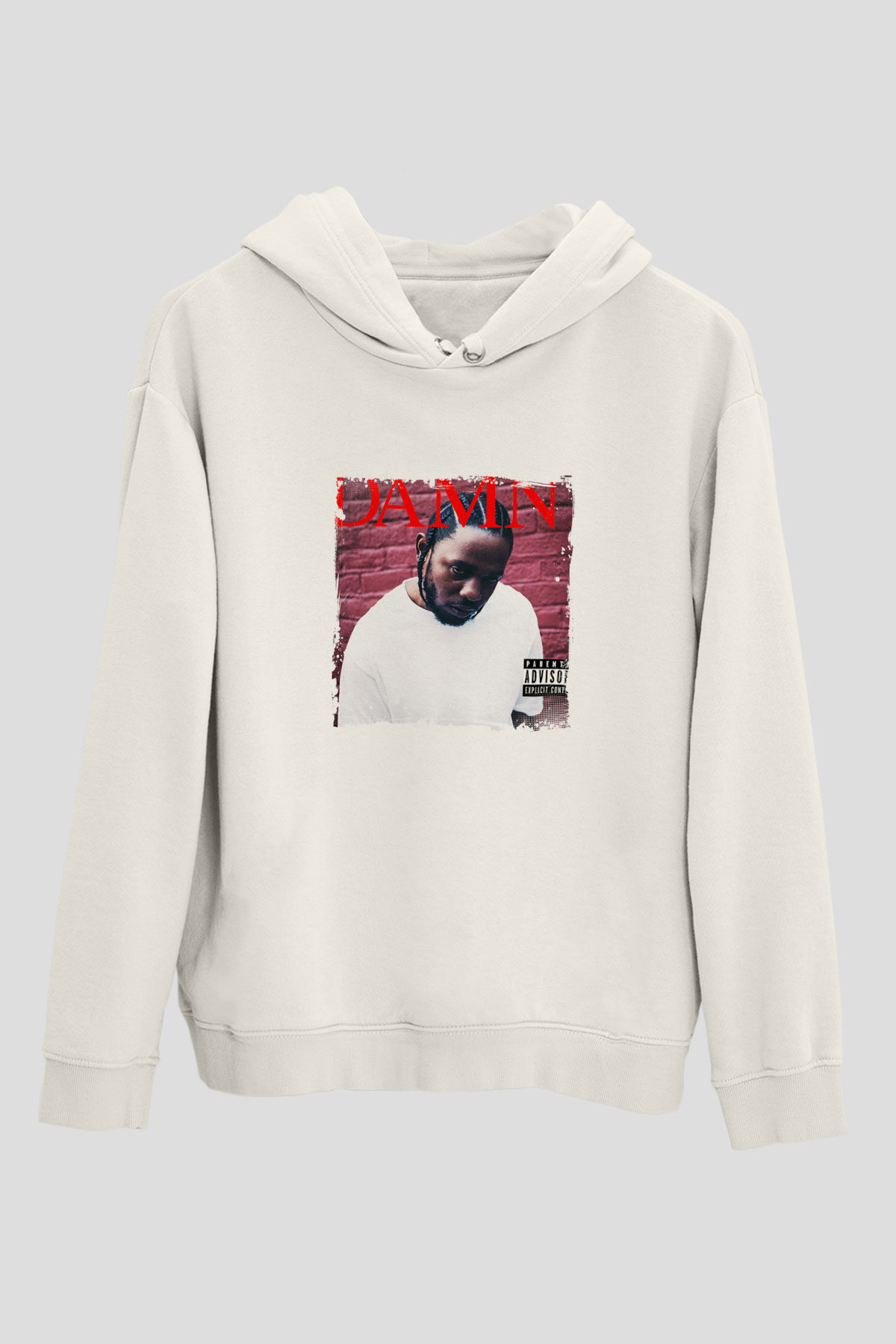 Kendrick Lamar Baskılı Unisex Beyaz Kapüşonlu Sweatshirt