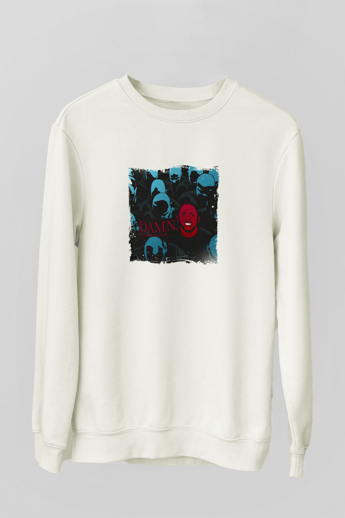 Kendrick Lamar Baskılı Unisex Beyaz Sweatshirt