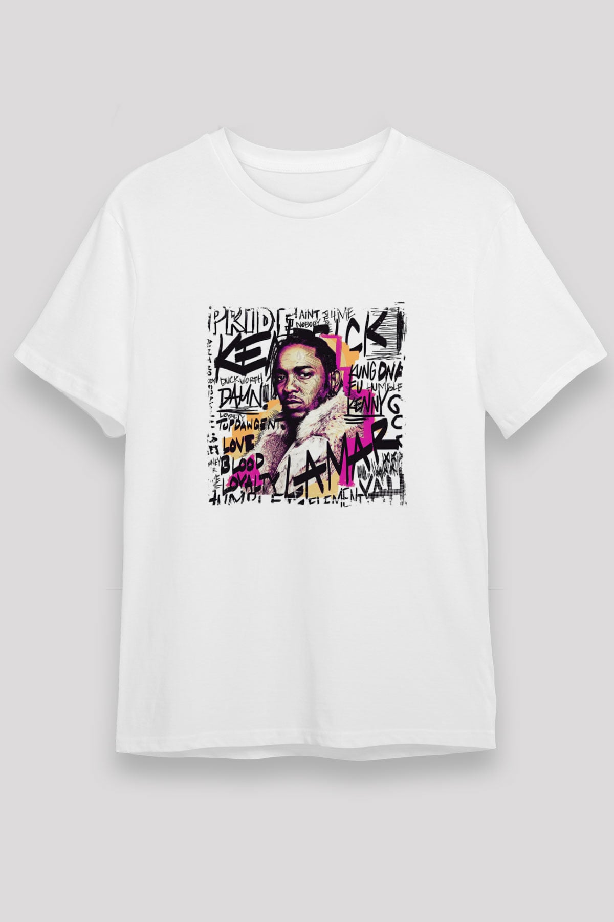 Kendrick Lamar Baskılı Unisex Beyaz Tişört