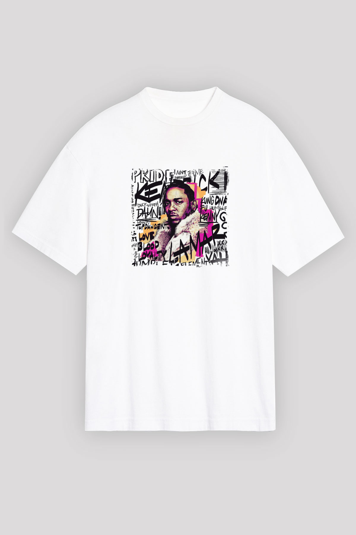 Kendrick Lamar Baskılı Unisex Beyaz Tişört