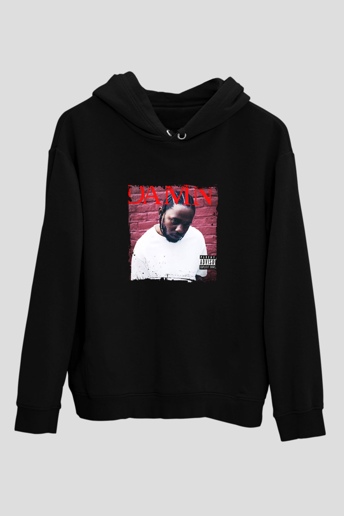 Kendrick Lamar Baskılı Unisex Siyah Hoodie